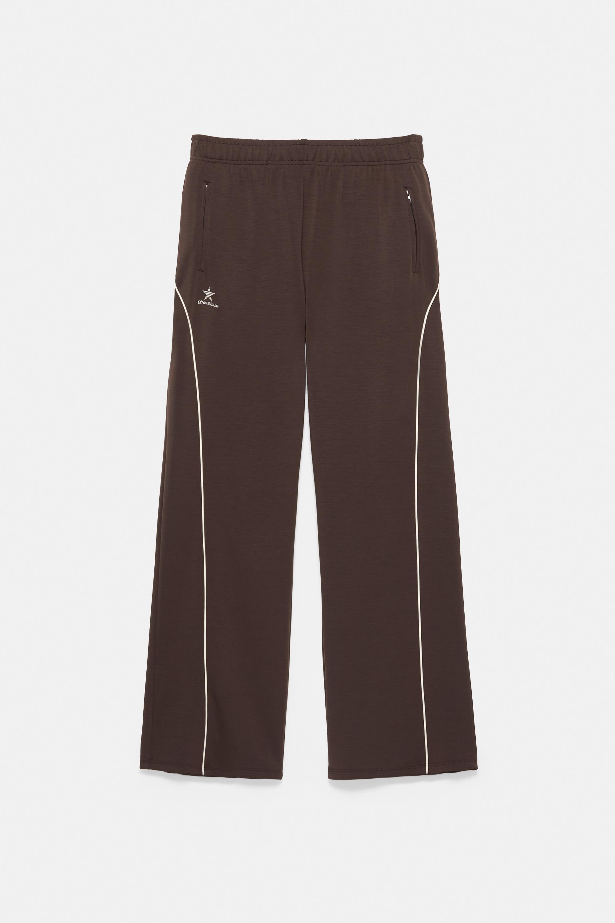 Flowy joggers with piping — Brown