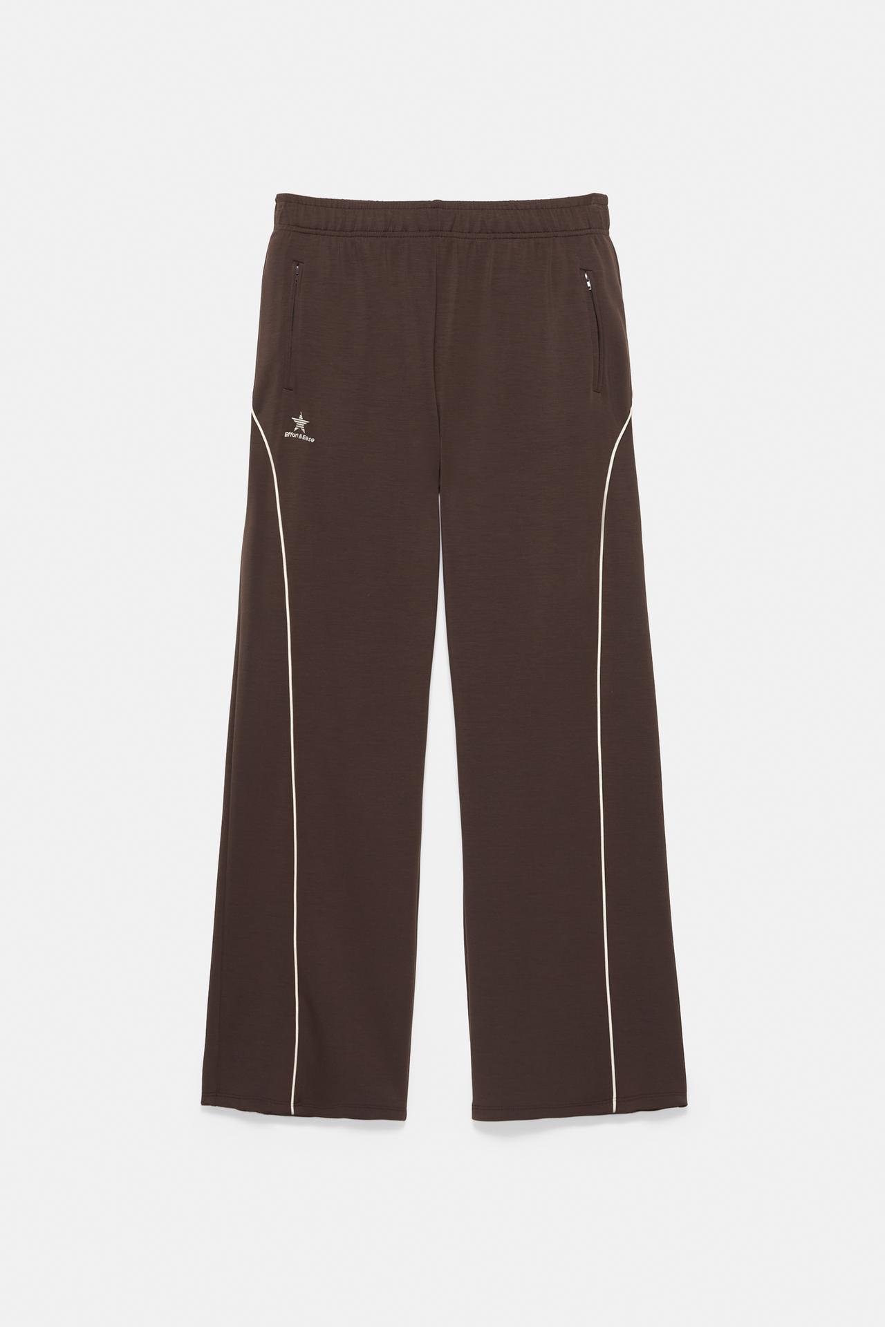 Flowy joggers with piping — Brown