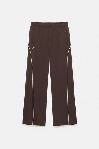 Flowy joggers with piping — Brown 4
