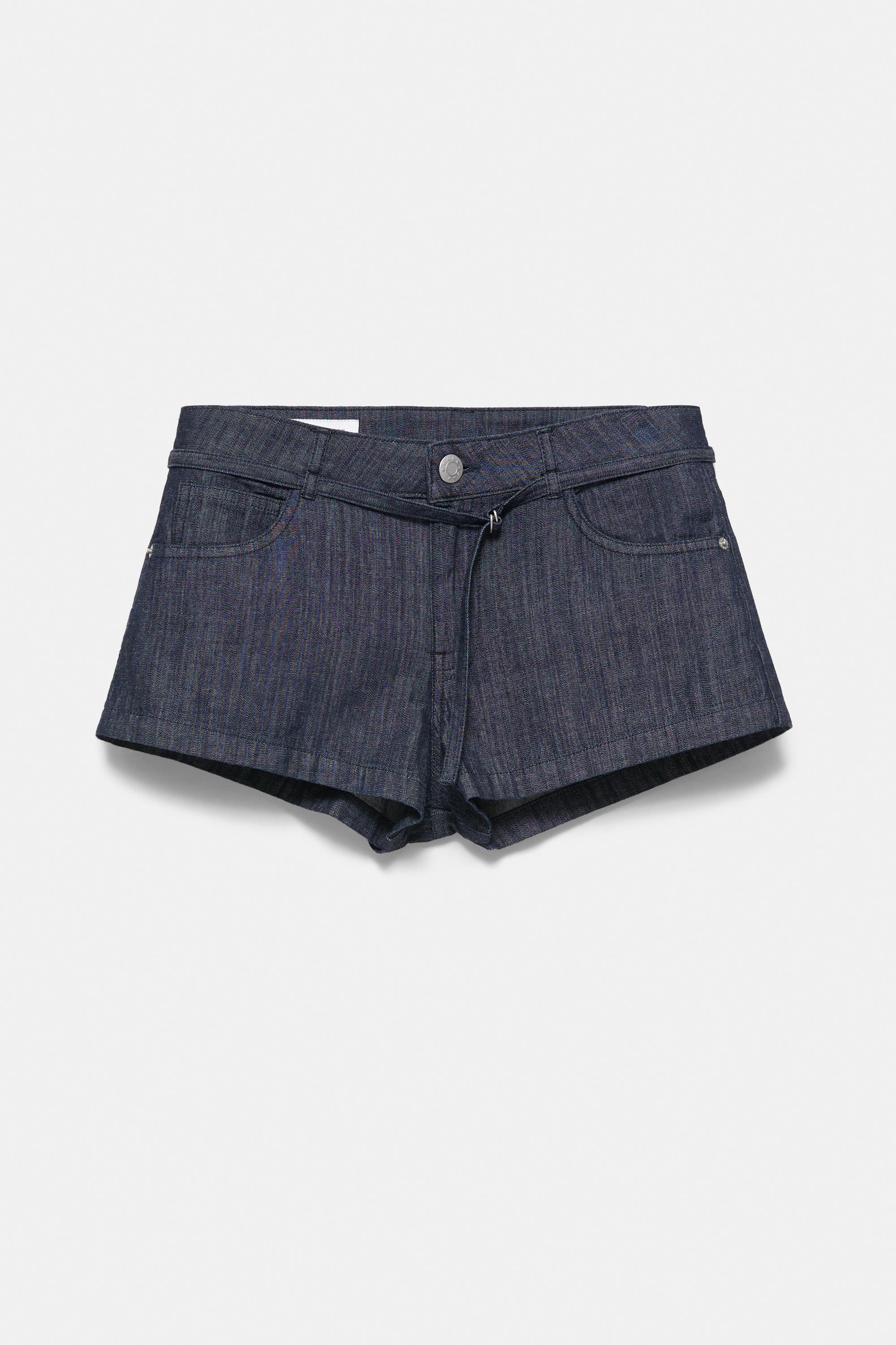Denim shorts with belt — Navy