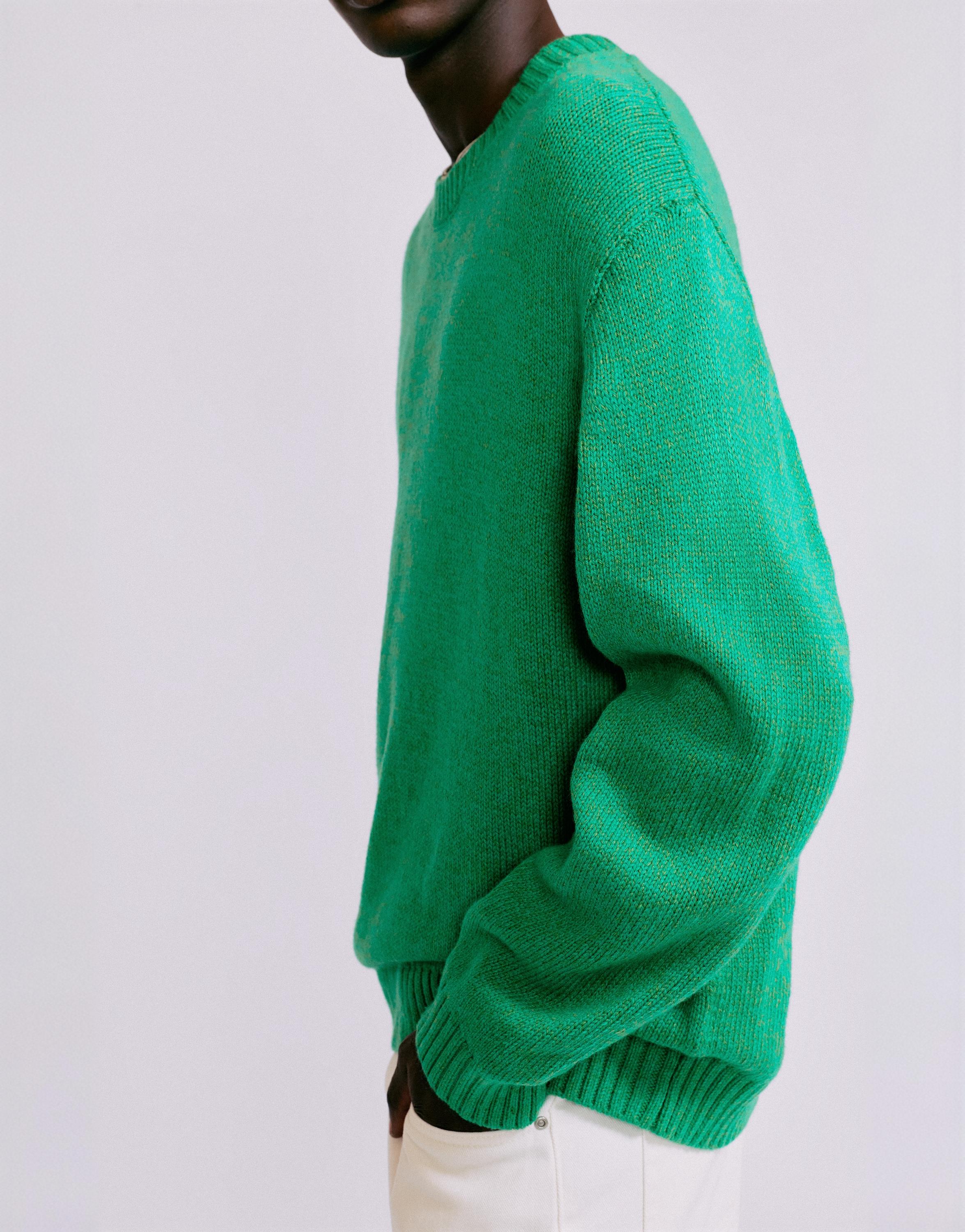 Round neck jumper — Green