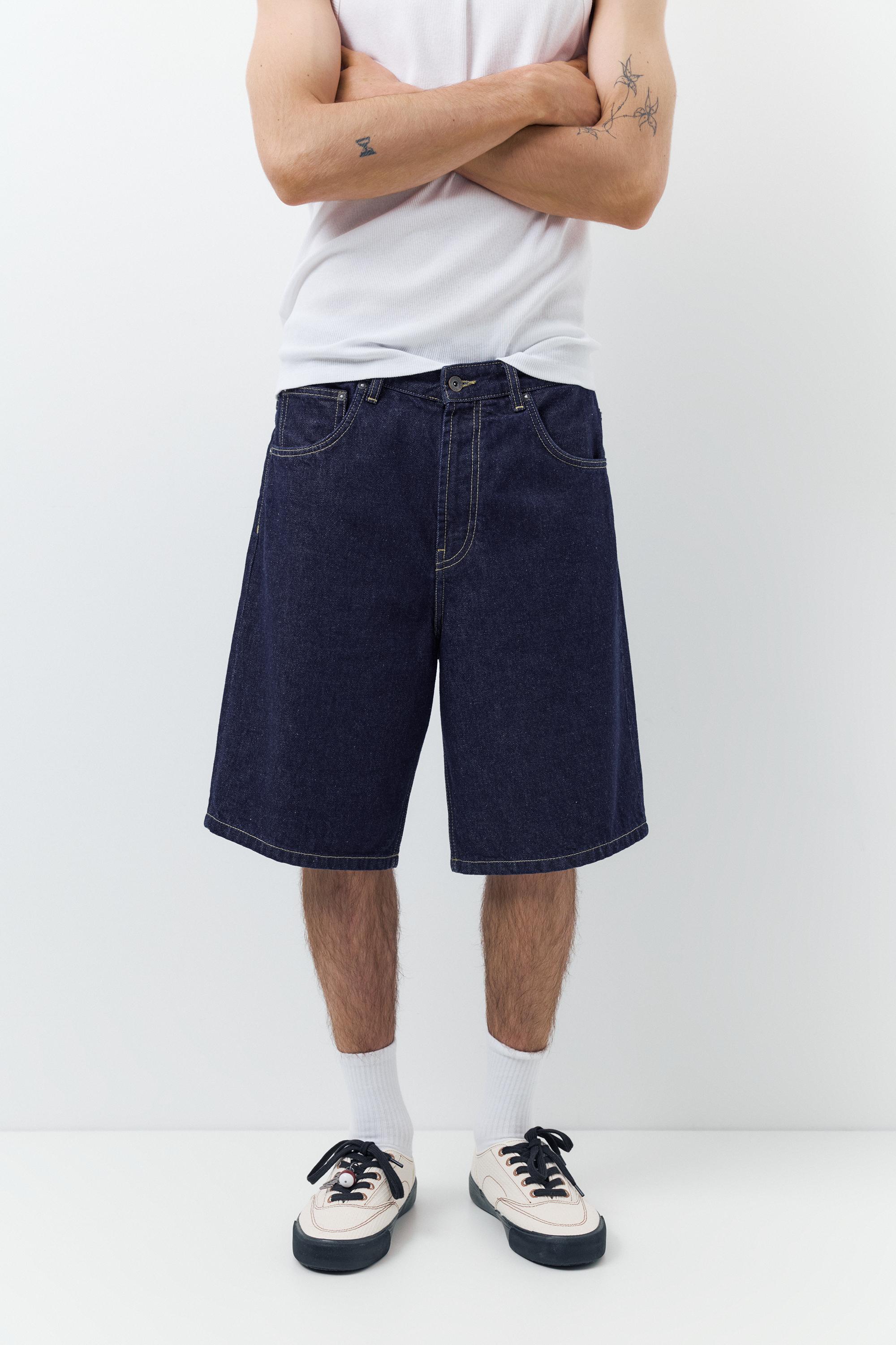 Baggy denim Bermuda shorts — Navy