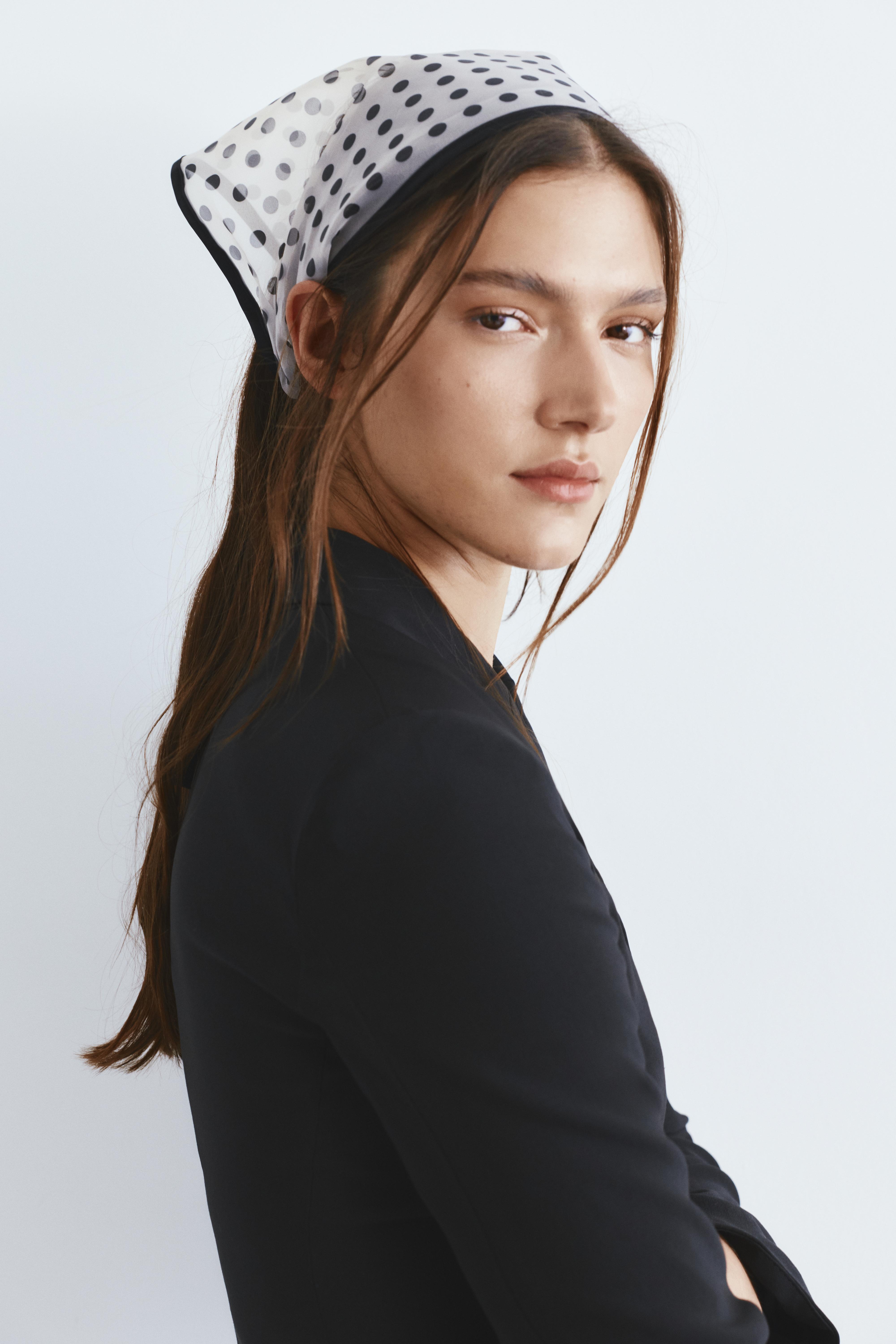 Yarı transparan puantiyeli bandana - Görsel 7