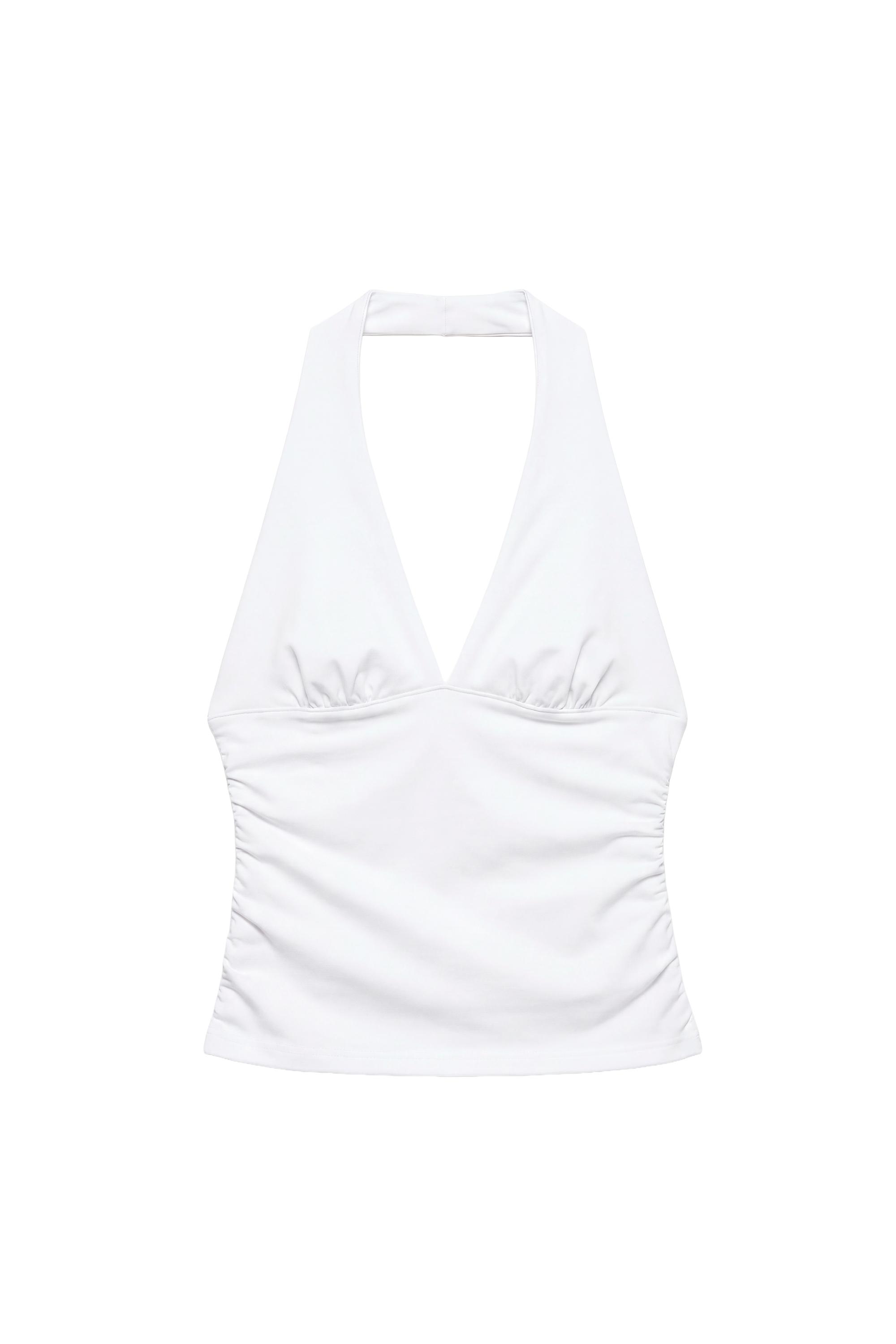 Halter yaka büzgülü top - Görsel 5