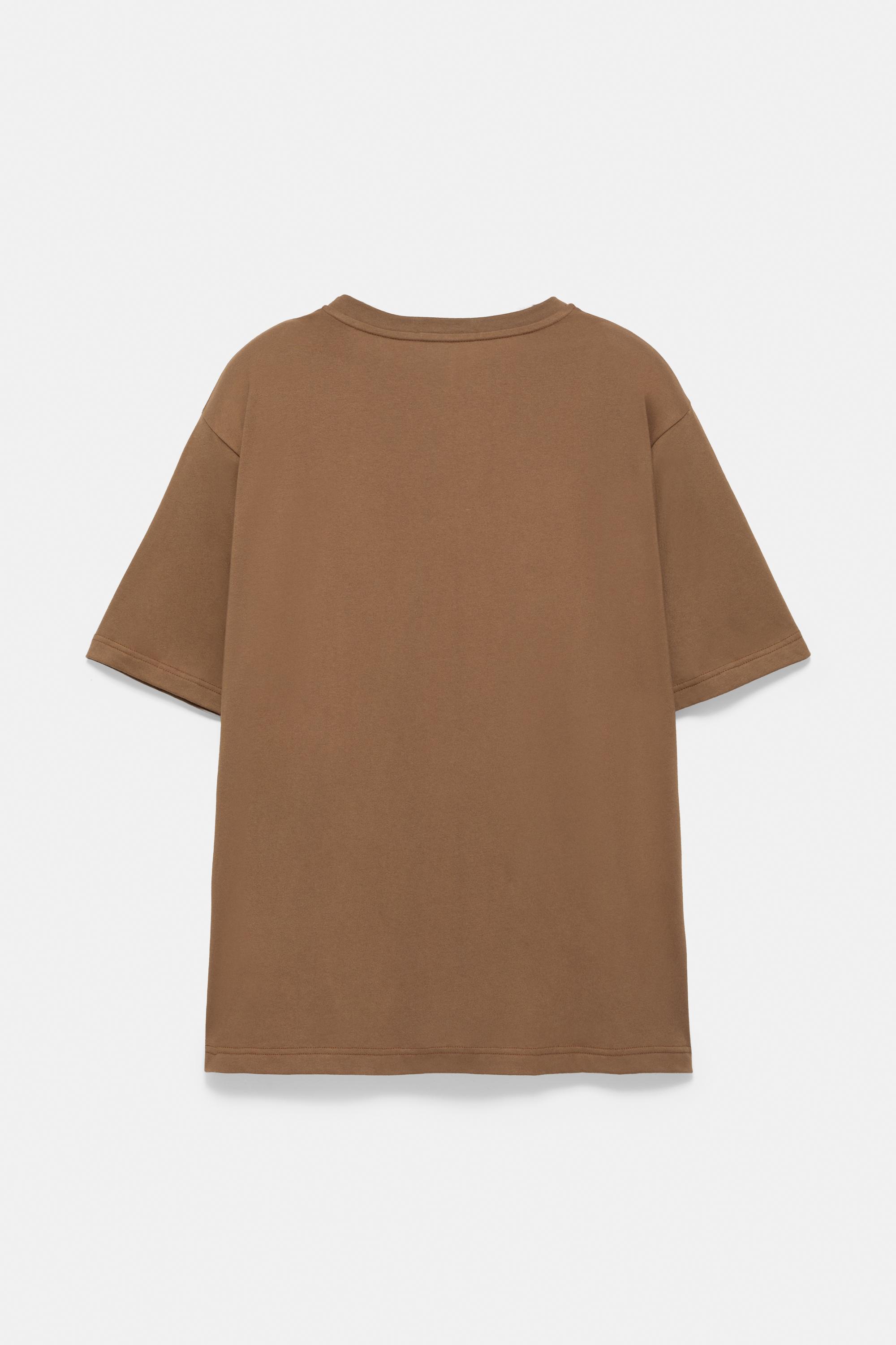Boxy-fit graphic pocket T-shirt — Brown
