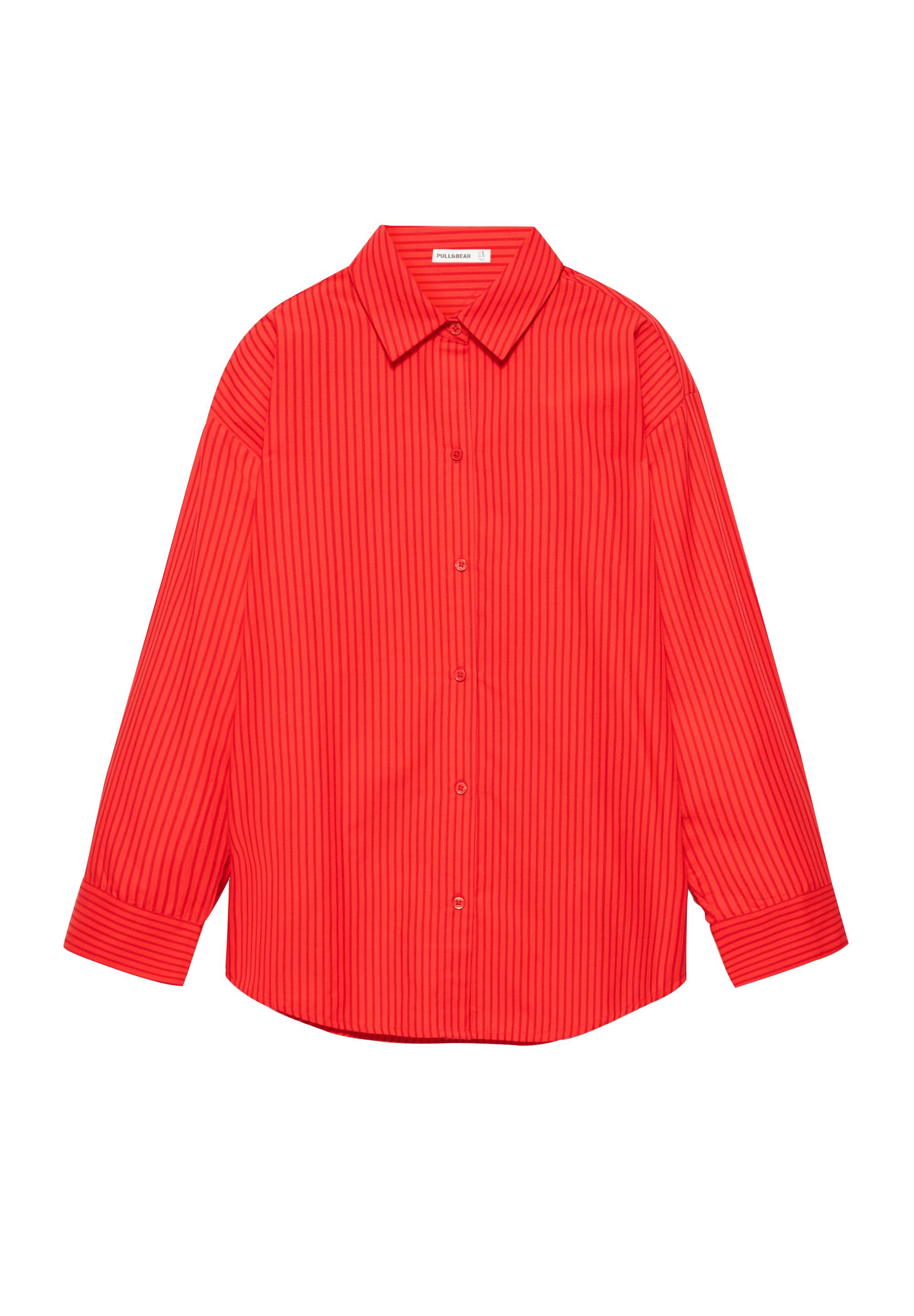 Oversize striped shirt — Red