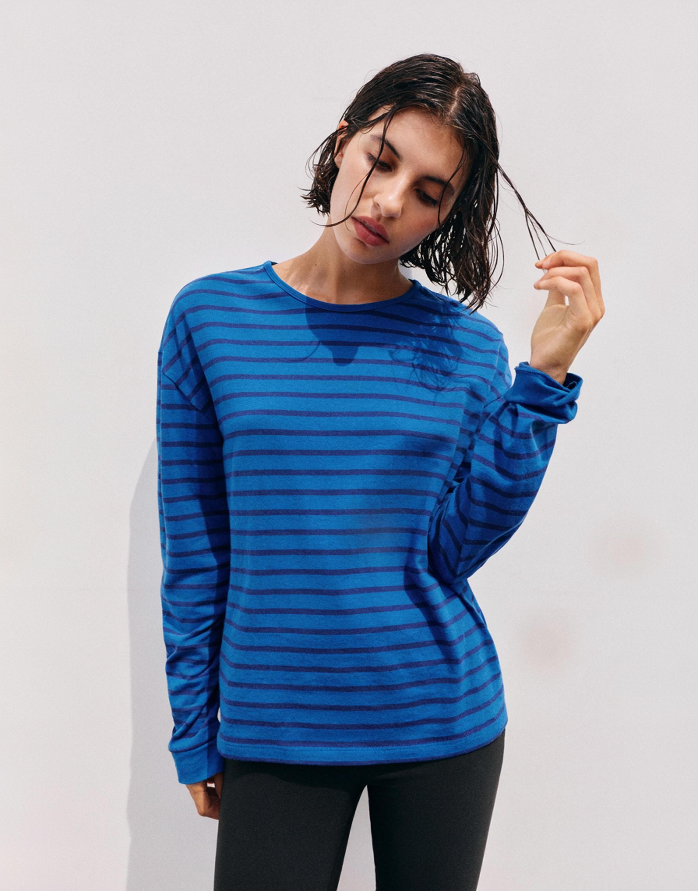 Oversize long sleeve striped T-shirt — Striped