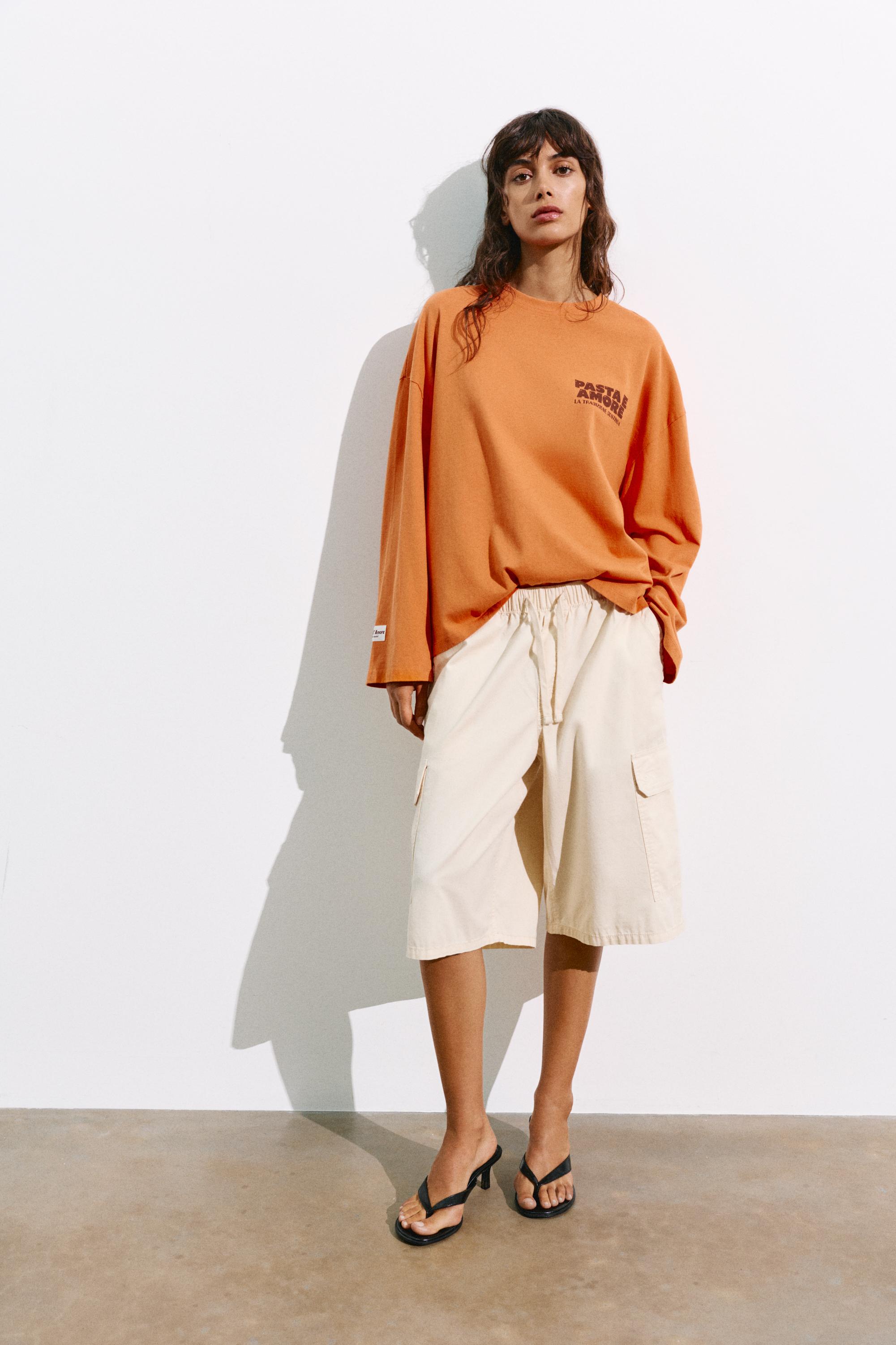 Long sleeve graphic T-shirt — Orange