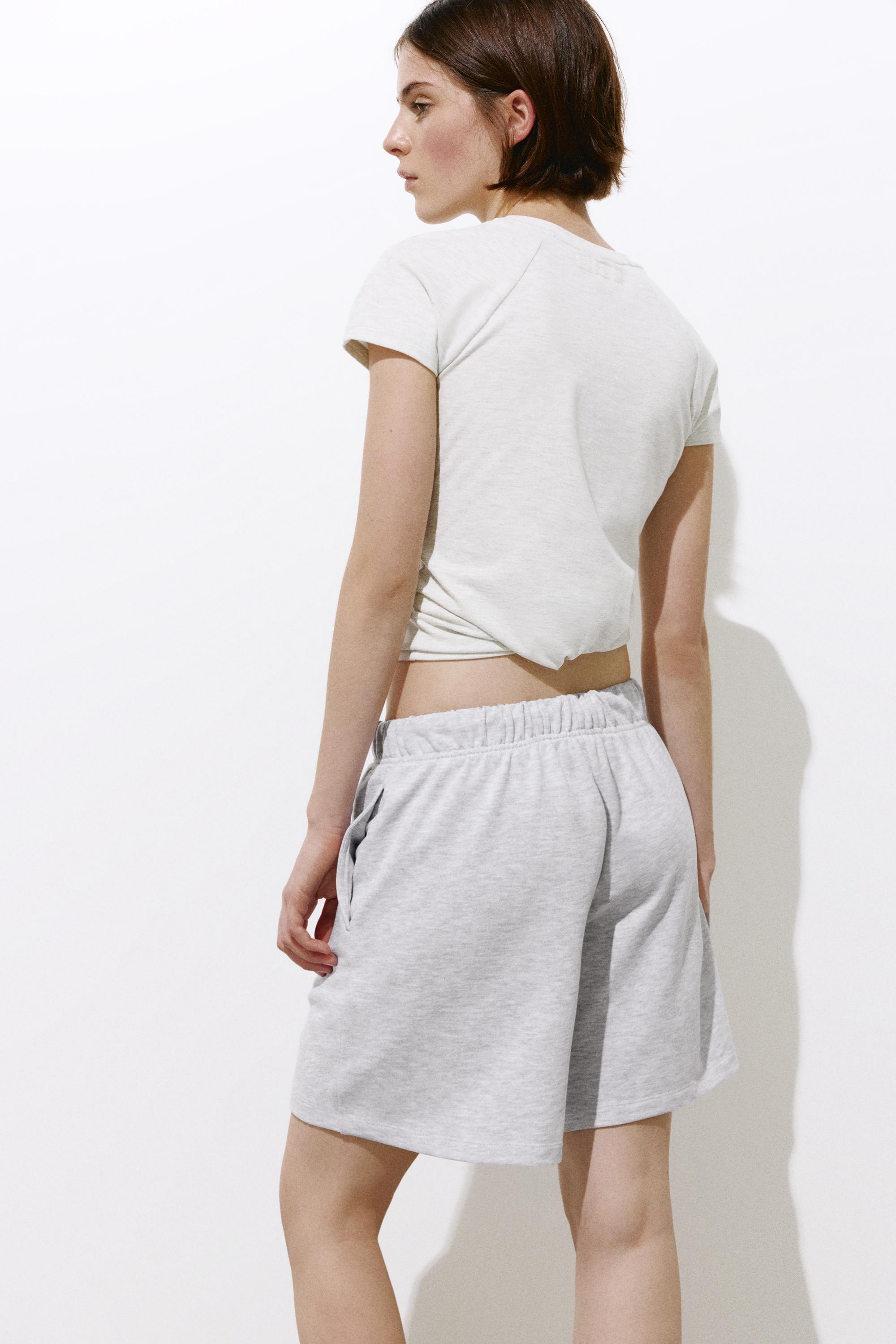 Bermuda shorts with elasticated waistband — Grey marl
