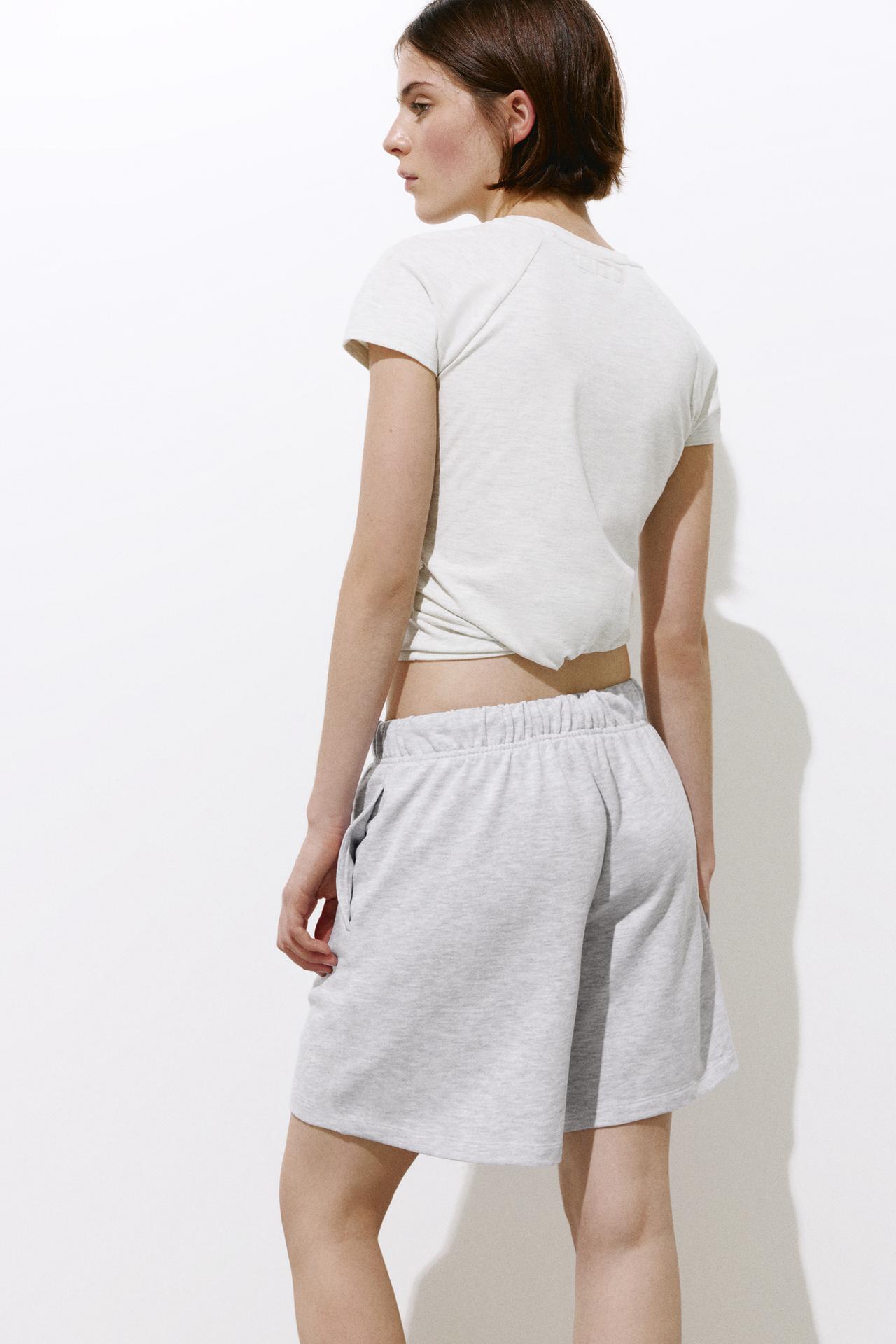 Bermuda shorts with elasticated waistband — Grey marl