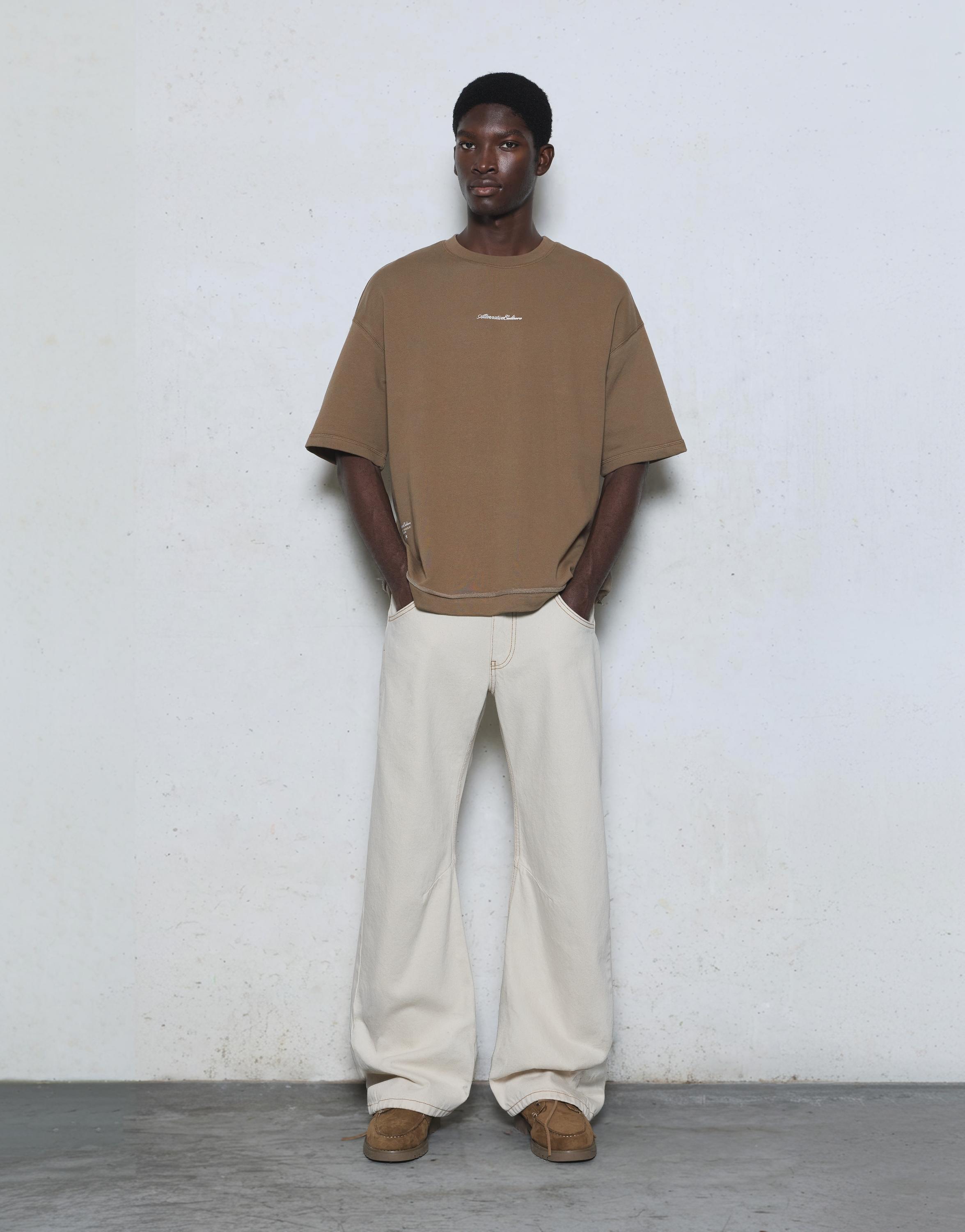 Short sleeve relaxed fit sweatshirt — Mole brown