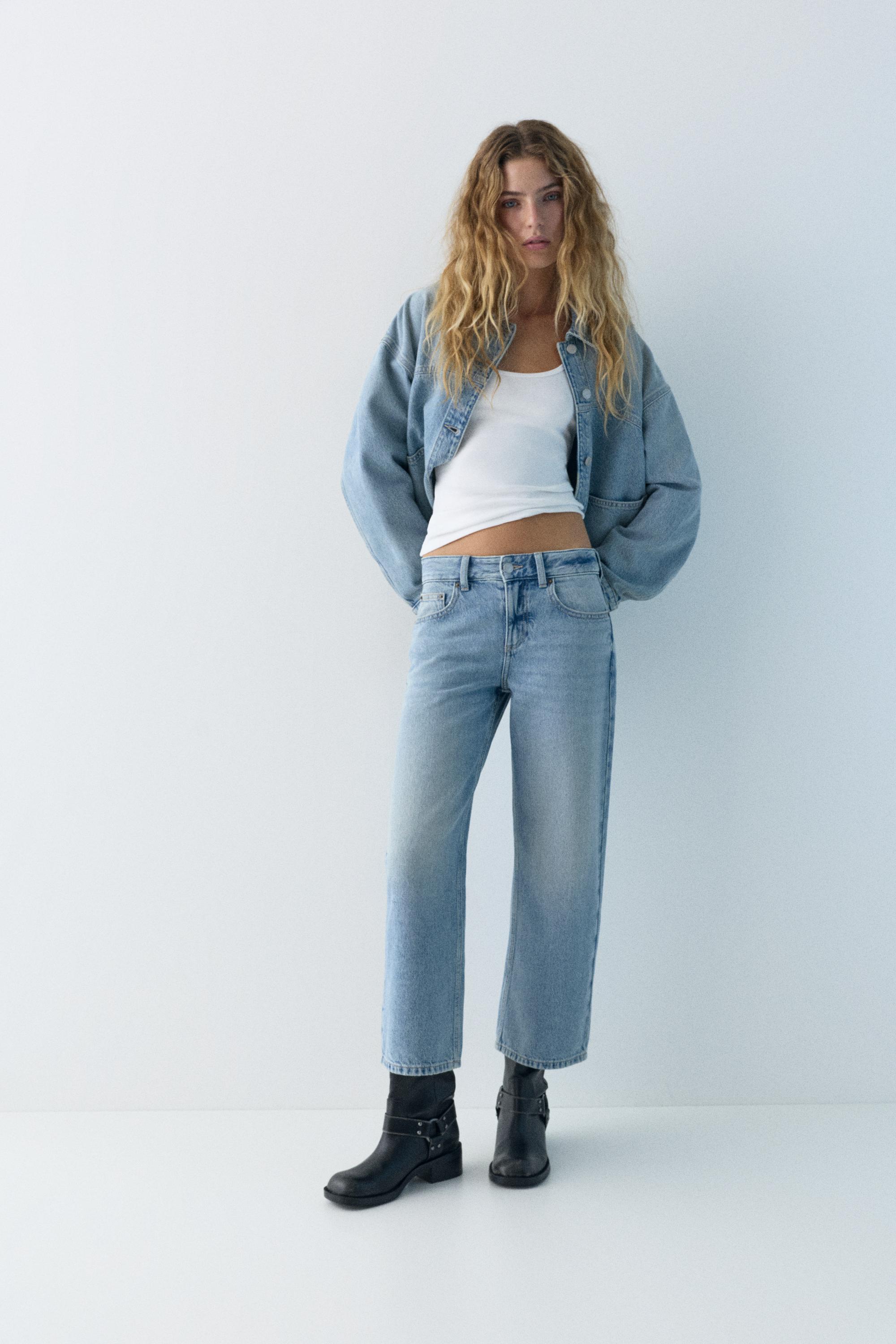 Low-rise culottes jeans — Pale blue