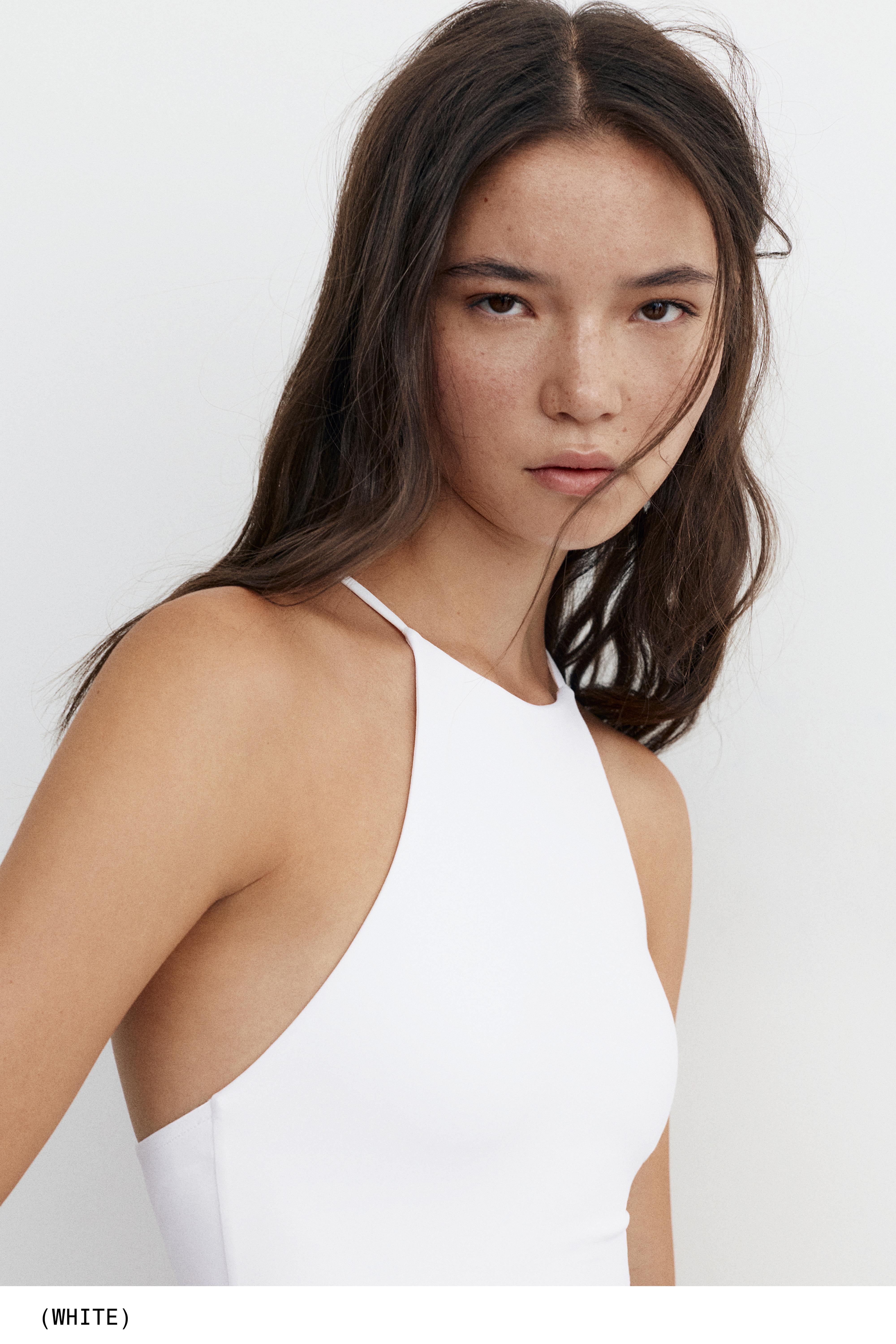 Halter strappy bodysuit — White
