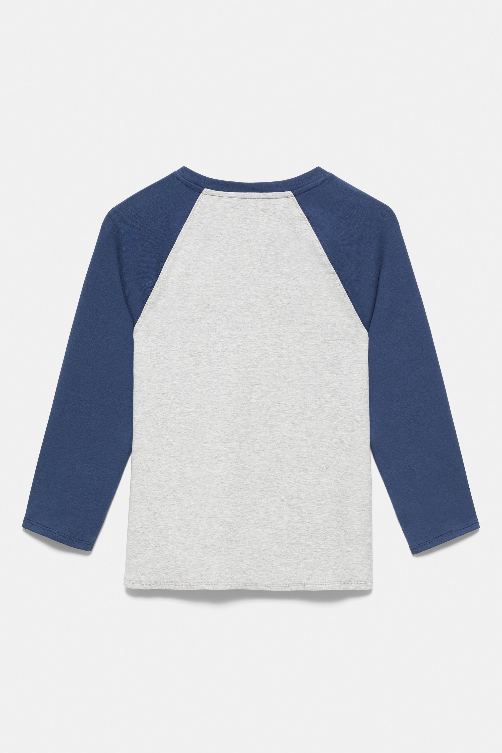Graphic raglan sleeve T-shirt — Blue marl