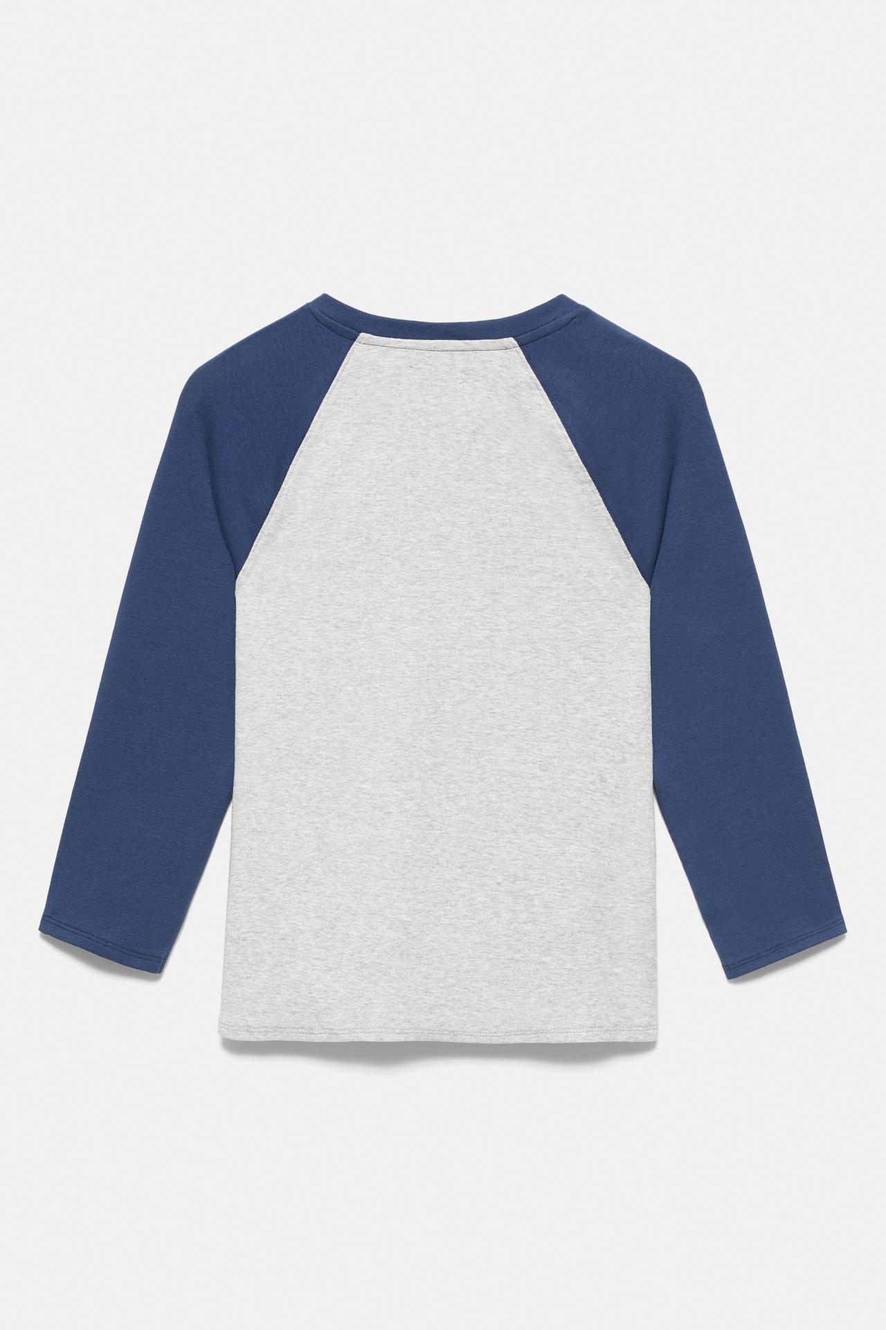 Graphic raglan sleeve T-shirt — Blue marl
