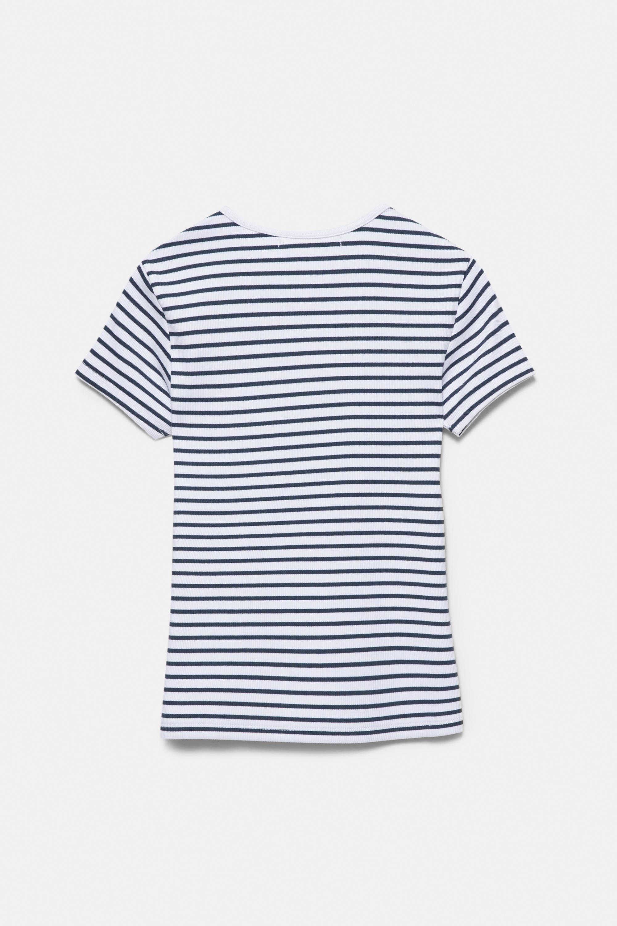 Ribbed short sleeve T-shirt — Striped