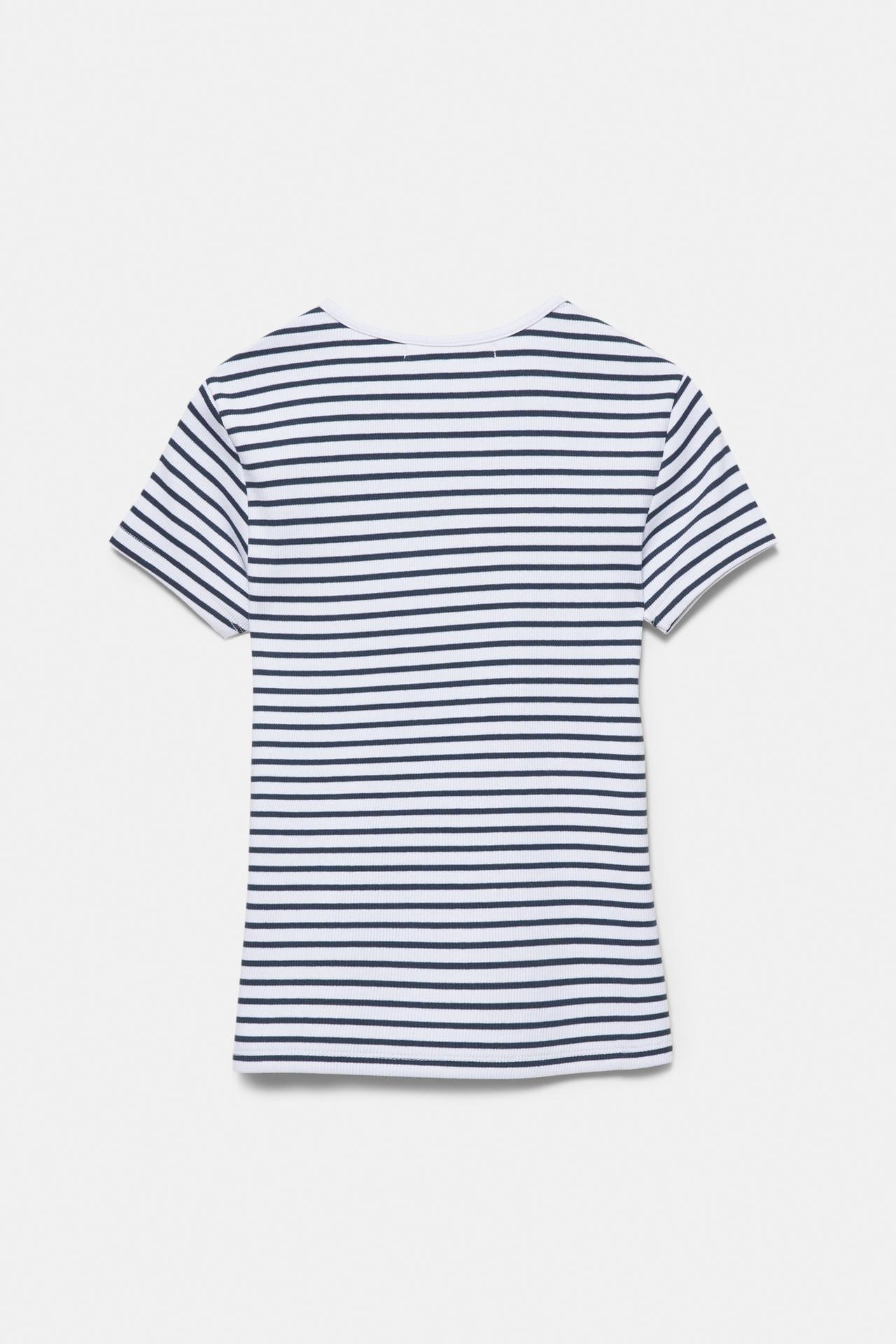 Ribbed short sleeve T-shirt — Striped