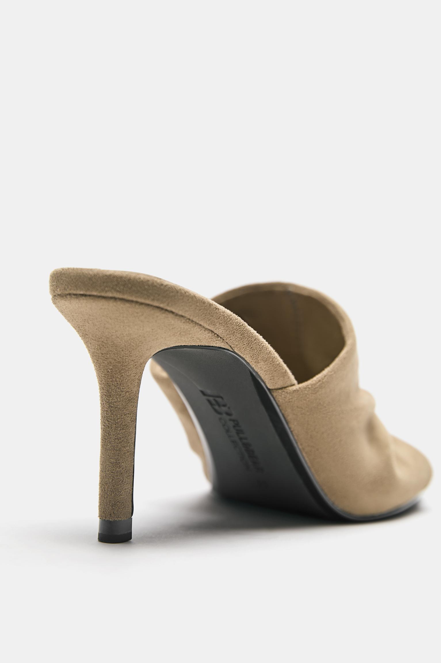 Gathered high-heel sandals — Sand
