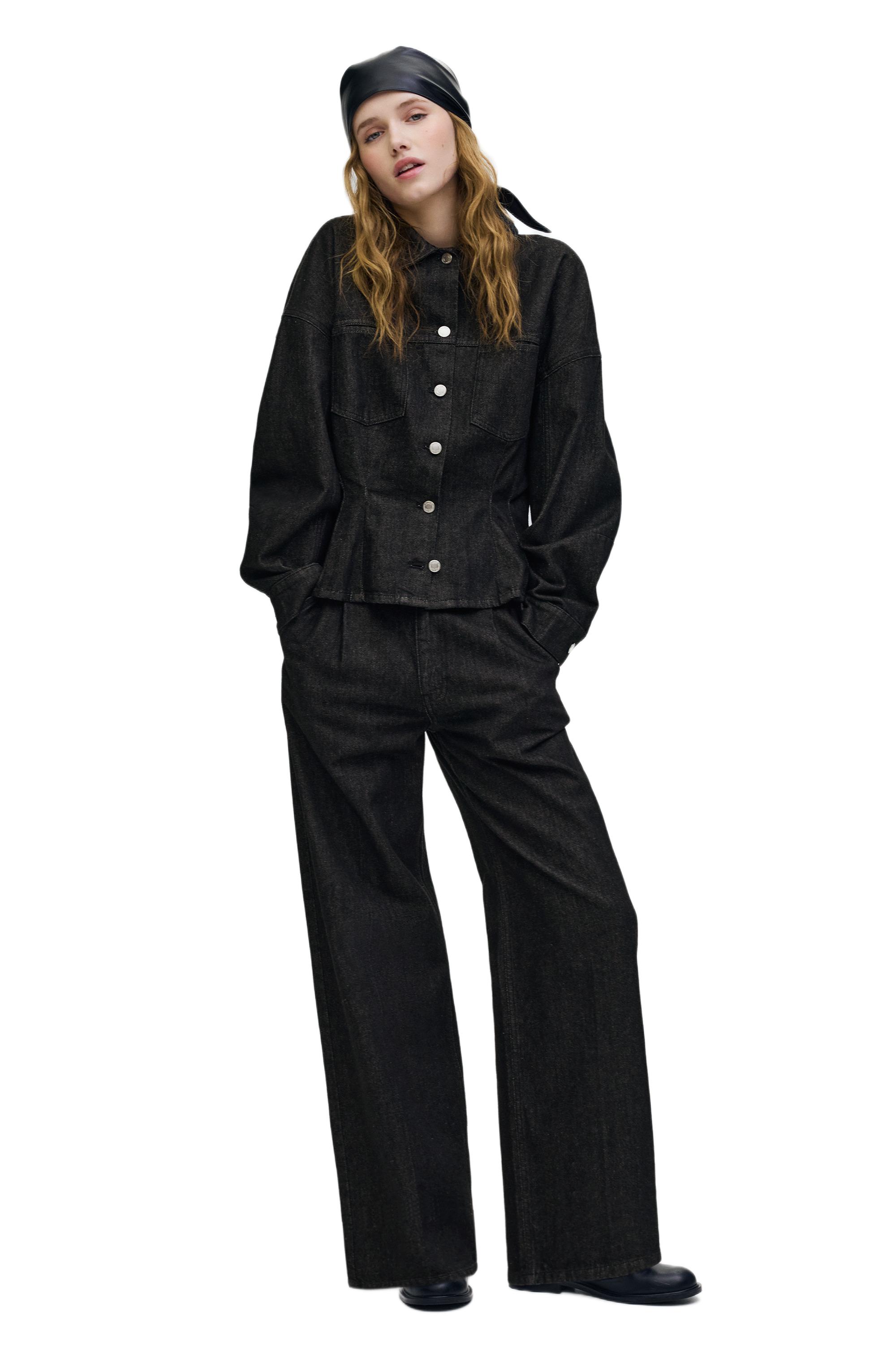 Relaxed fit wide-leg jeans — Black