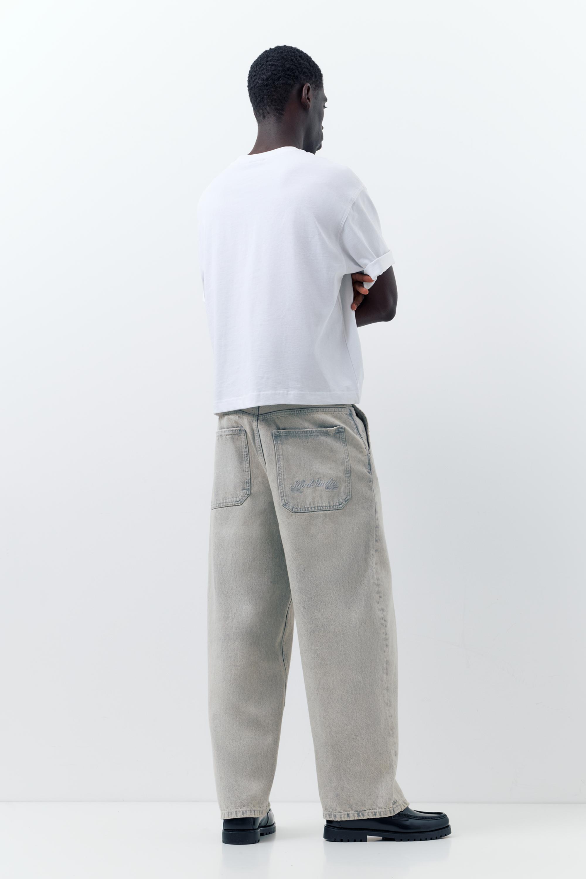 Embroidered skater jeans — Pale grey