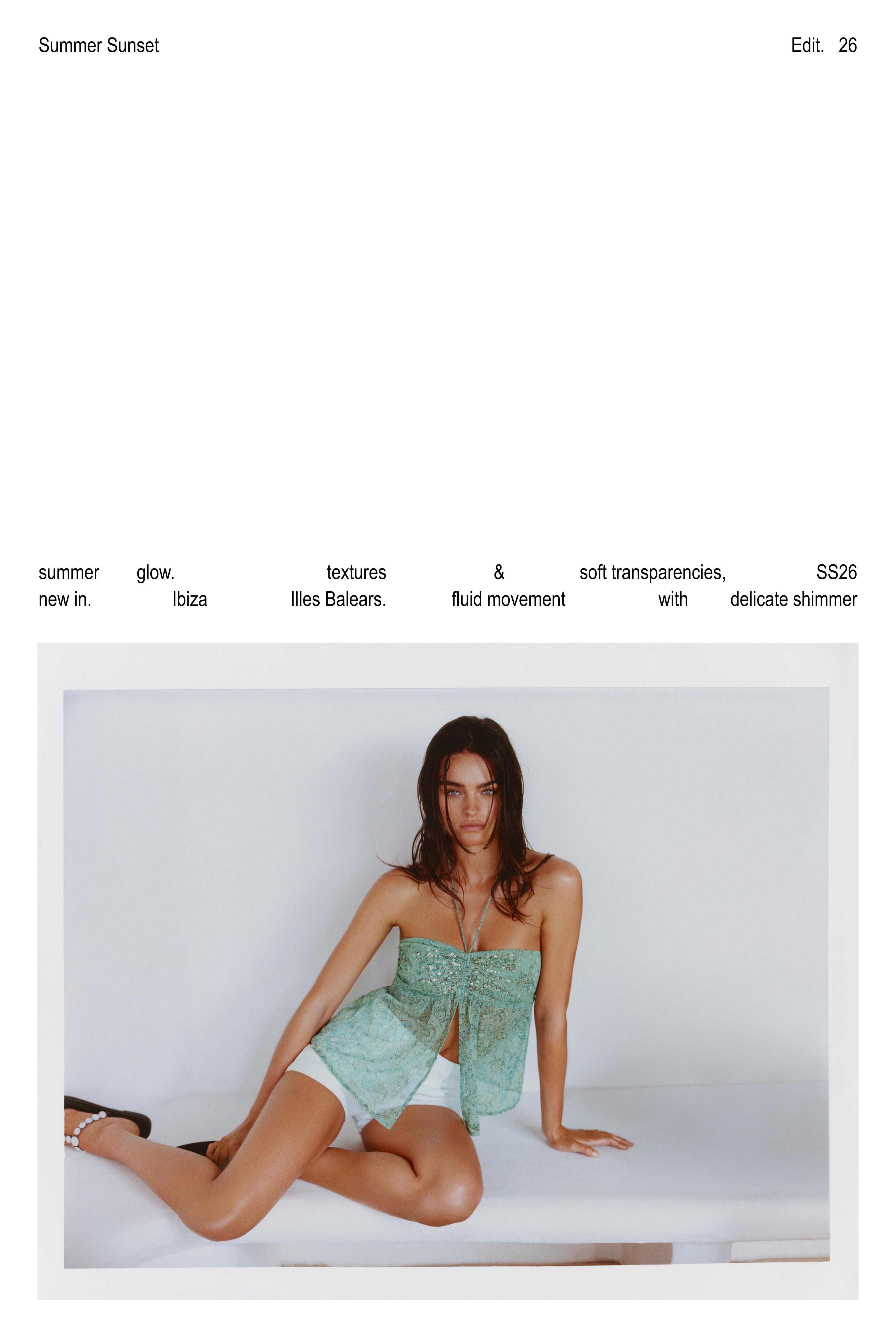 Gathered beaded top — Turquoise