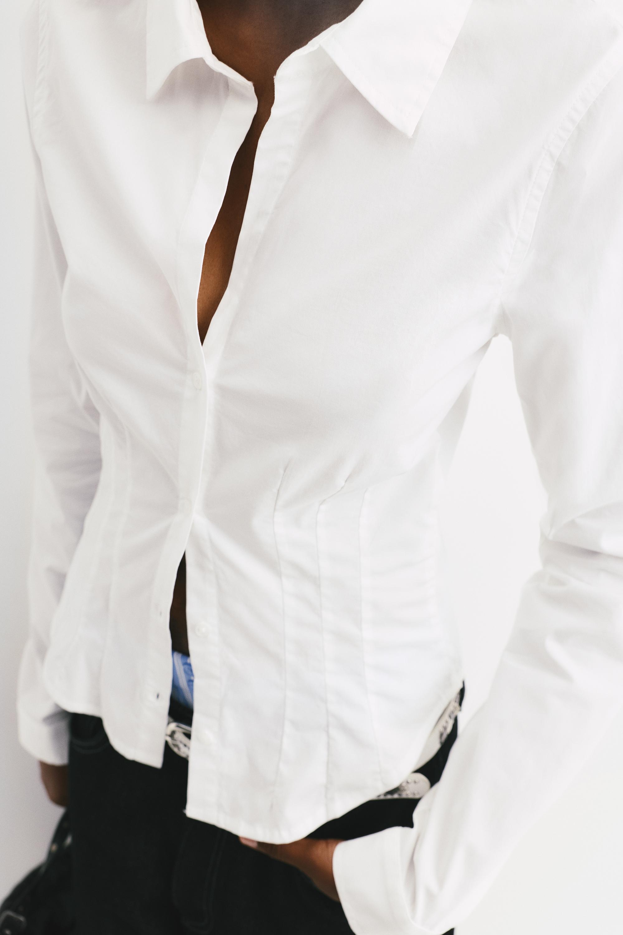 Poplin yırtmaçlı dar kesim gömlek - Görsel 74