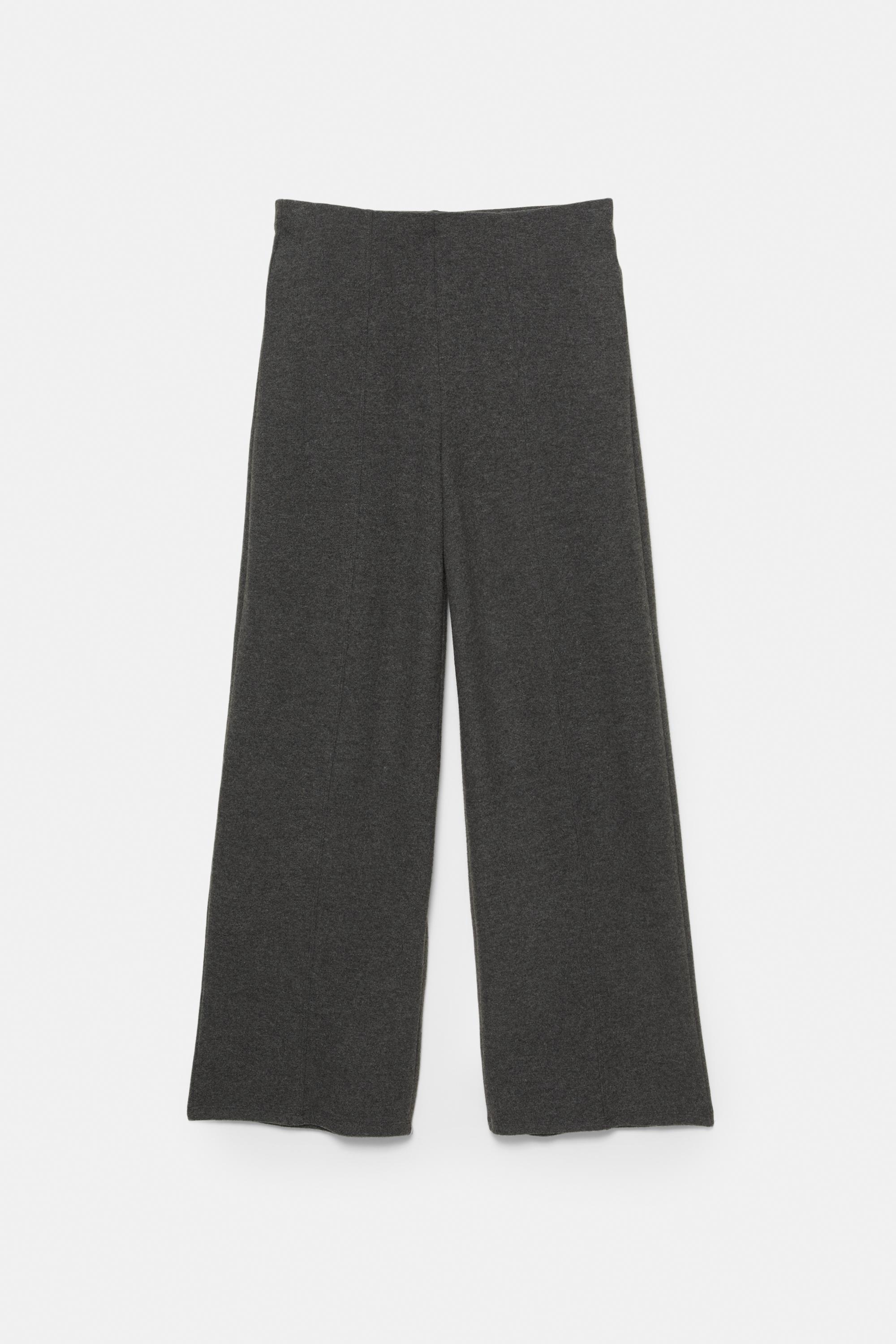 Wide-leg soft touch trousers — Dark grey