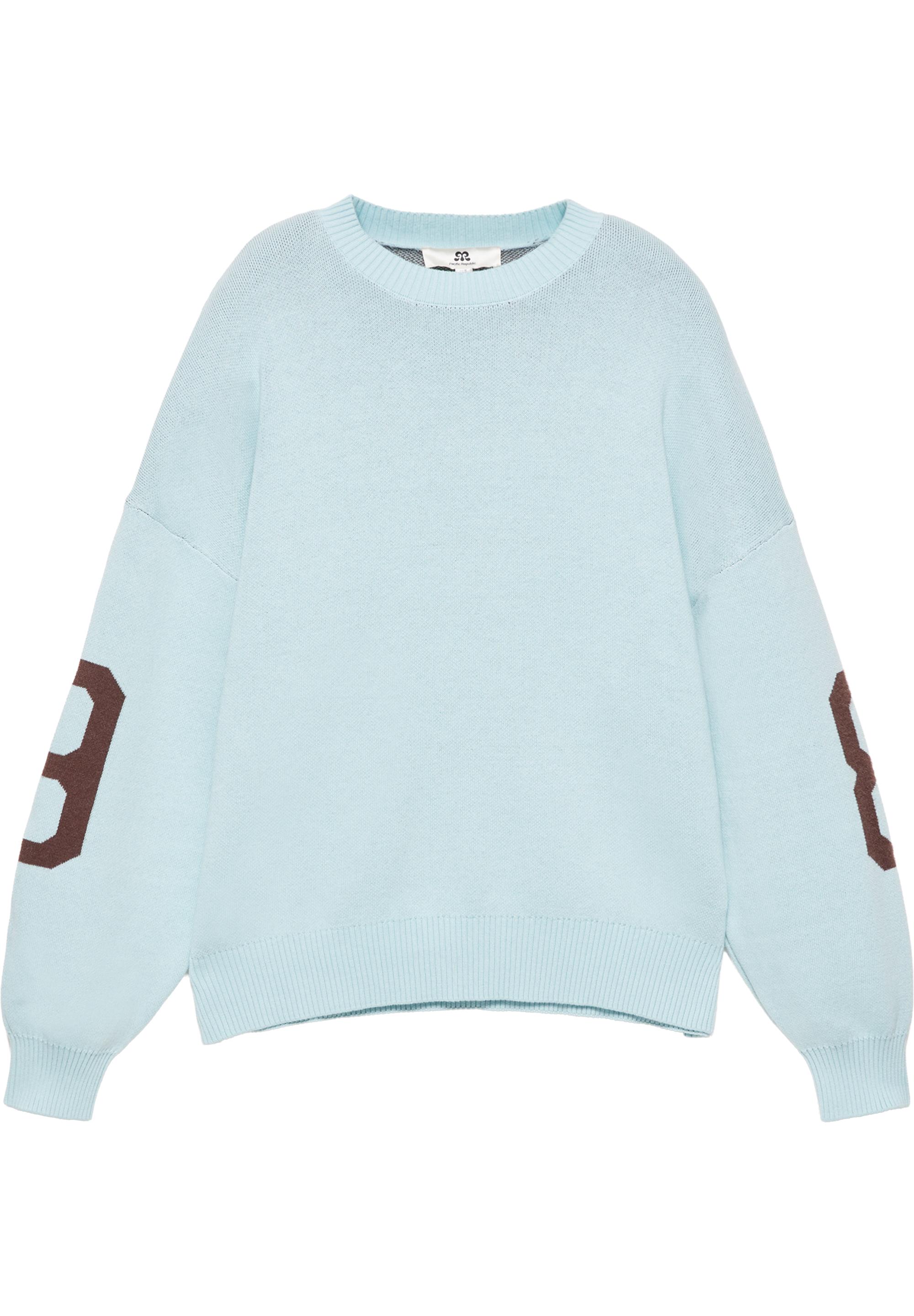 Pull&Bear Açık mavi 8 numara desenli kazak görsel 2