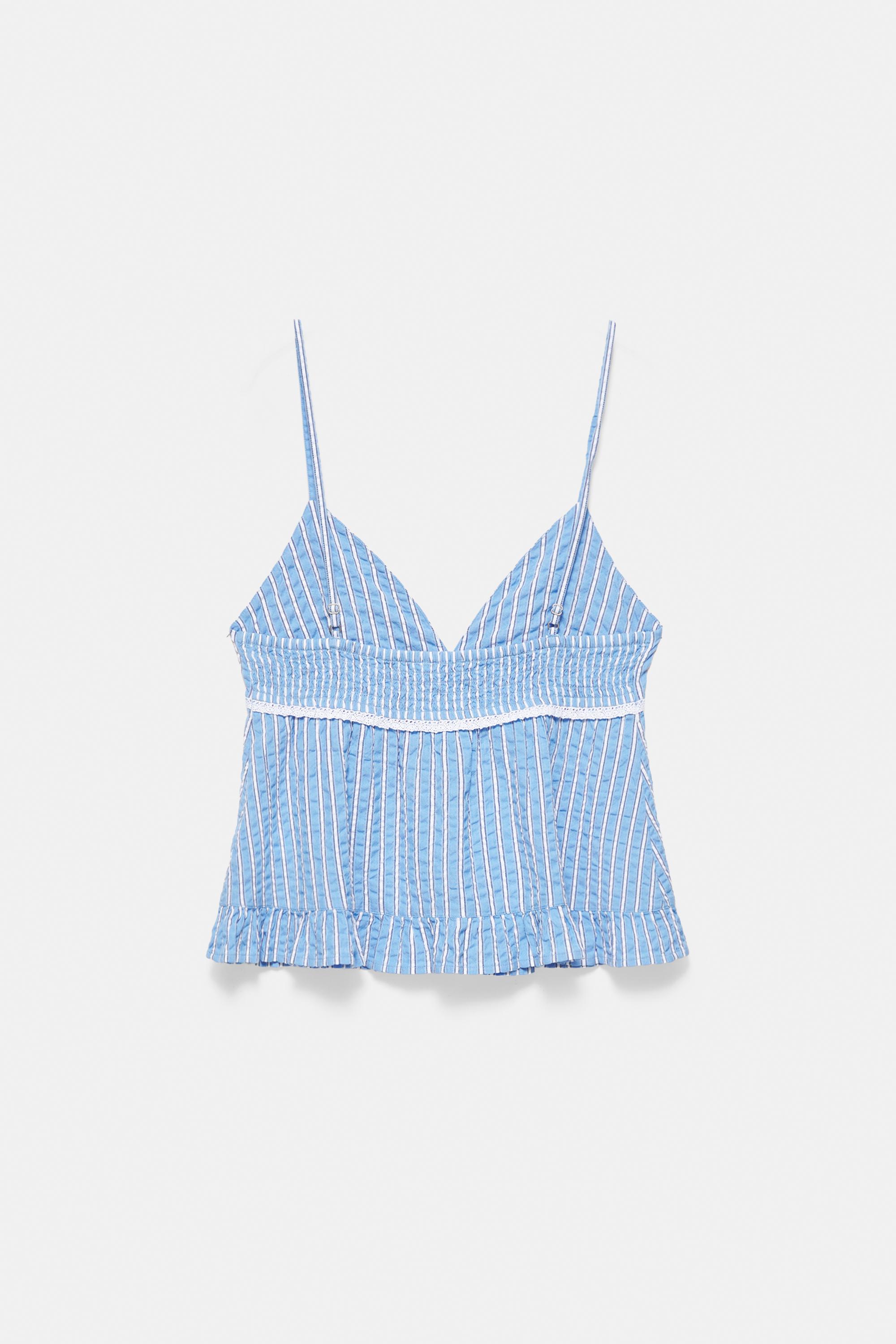 Striped camisole top — Medium blue