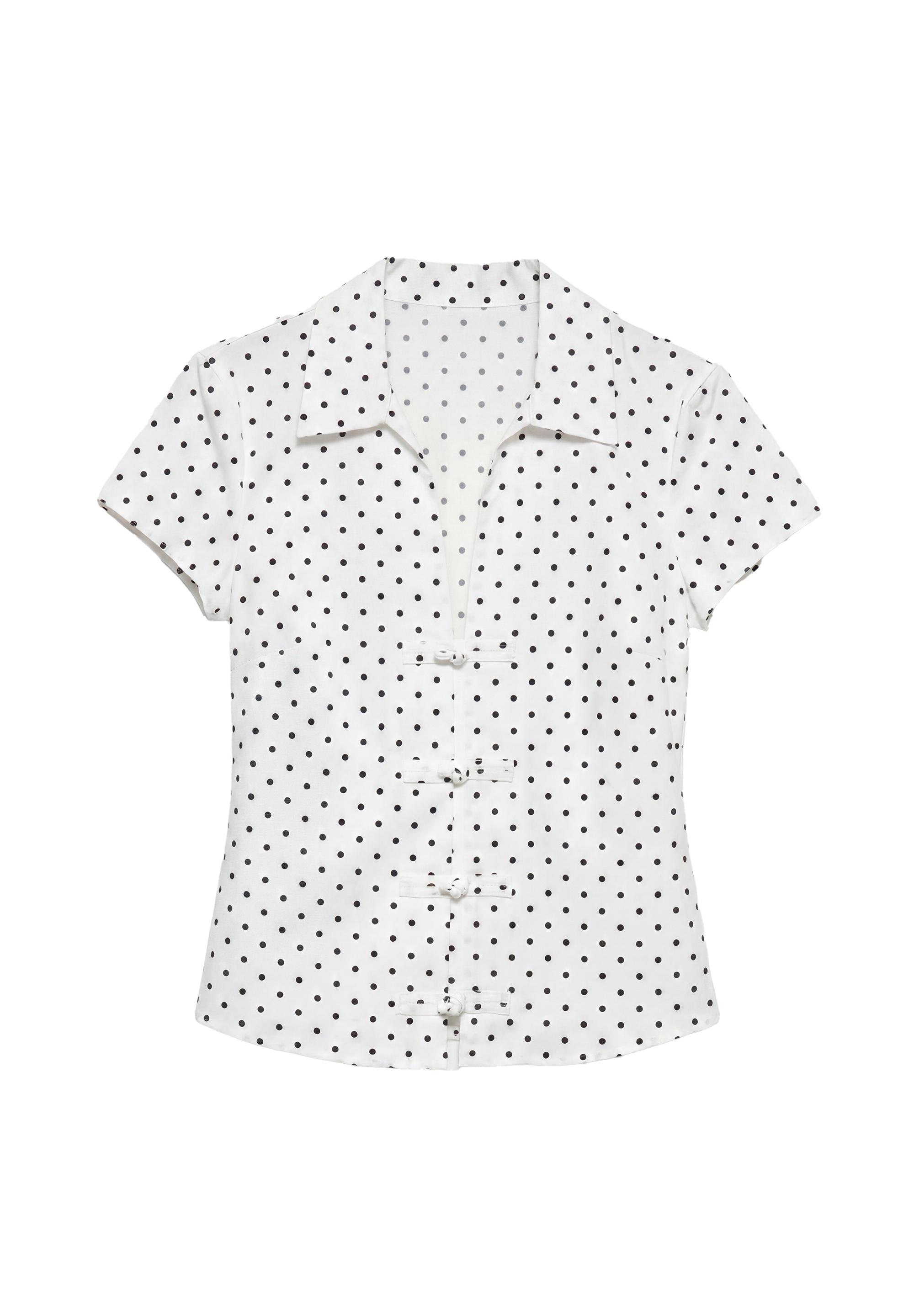 Short sleeve shirt with toggles — White/Black