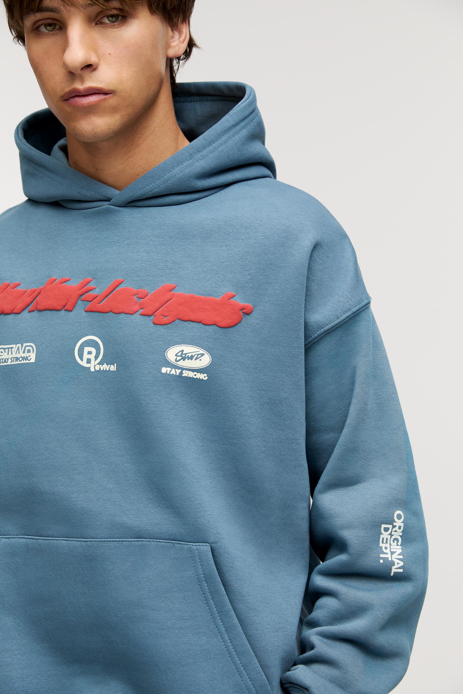 Kabartmalı baskılı kapüşonlu sweatshirt_8