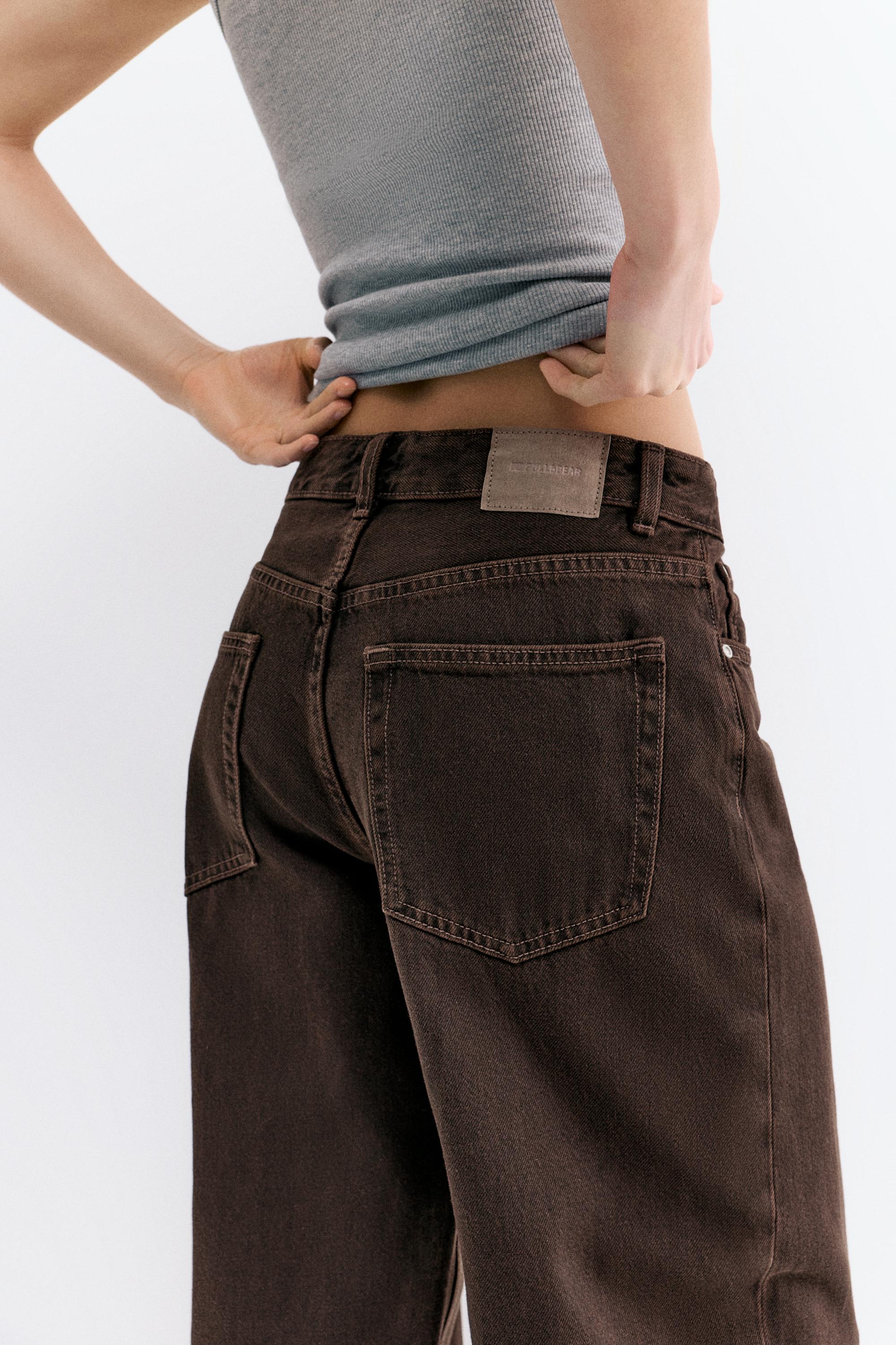 Mid-rise baggy jeans — Brown