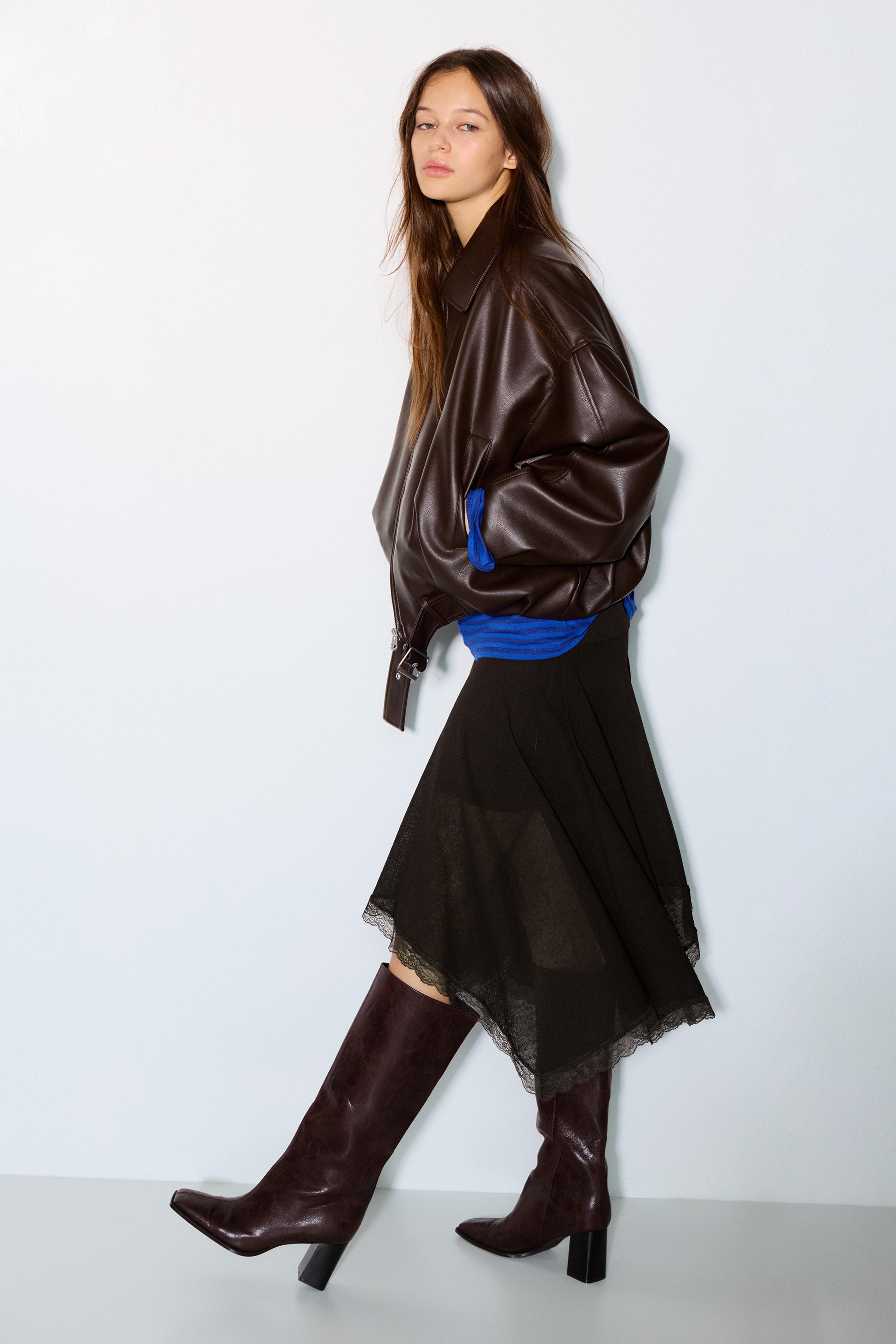 Asimetrik dantelli midi etek - Görsel 35