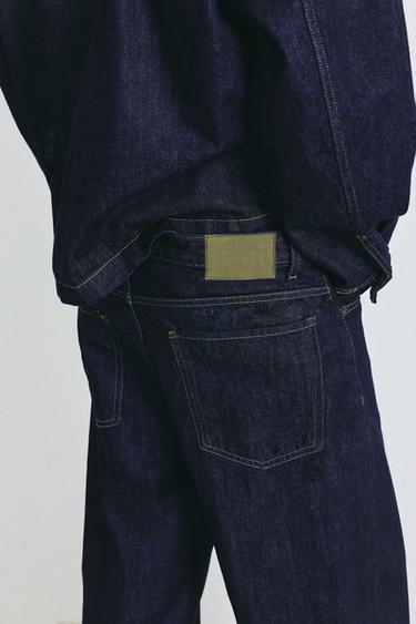 Checked turn-up hem jeans — Navy 6