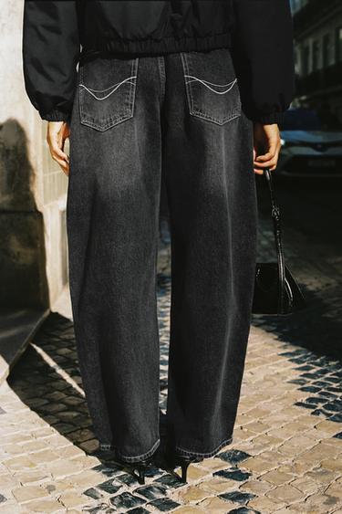 High-waist balloon jeans — Faded black 2