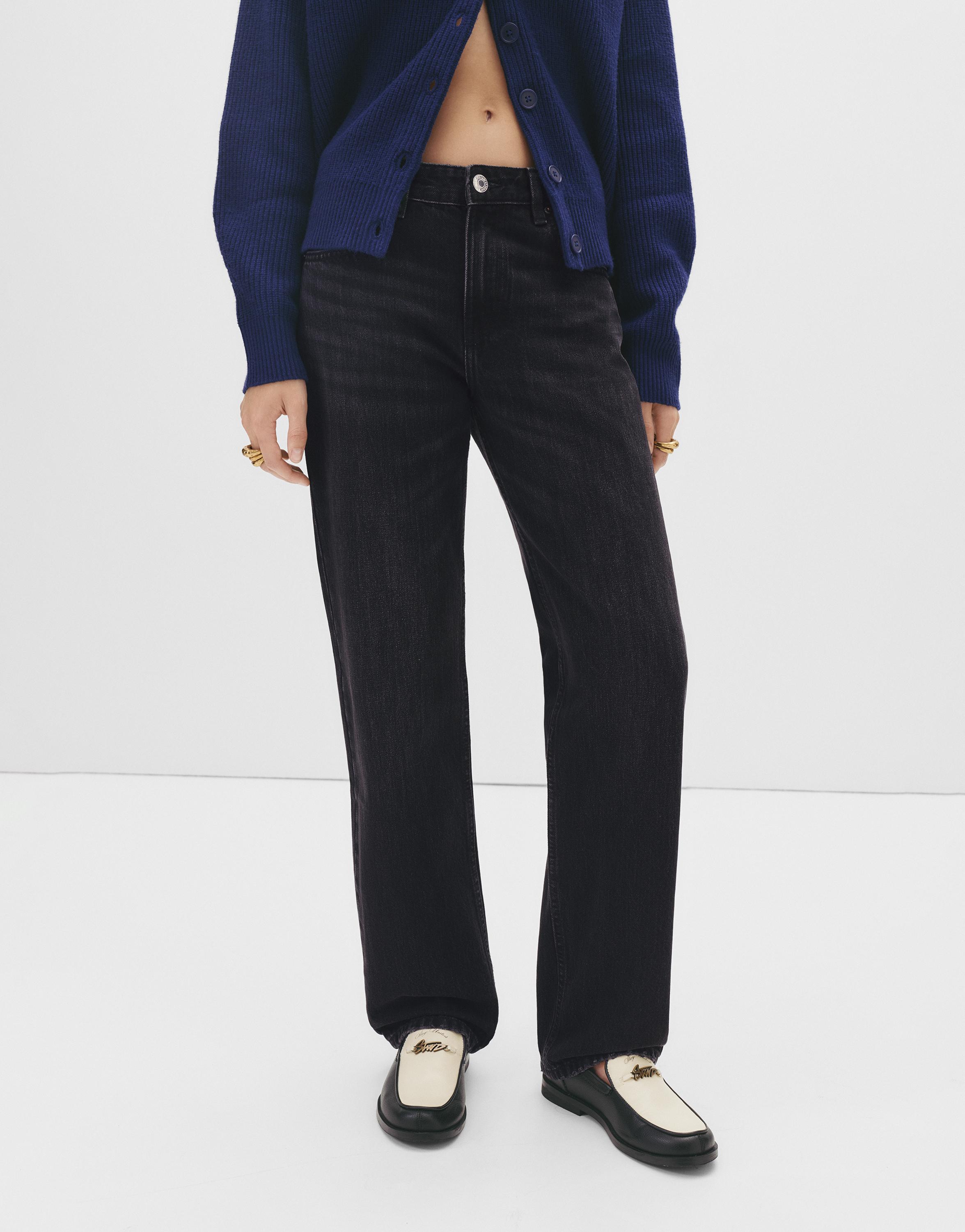 Mid-waist straight-leg jeans — Charcoal