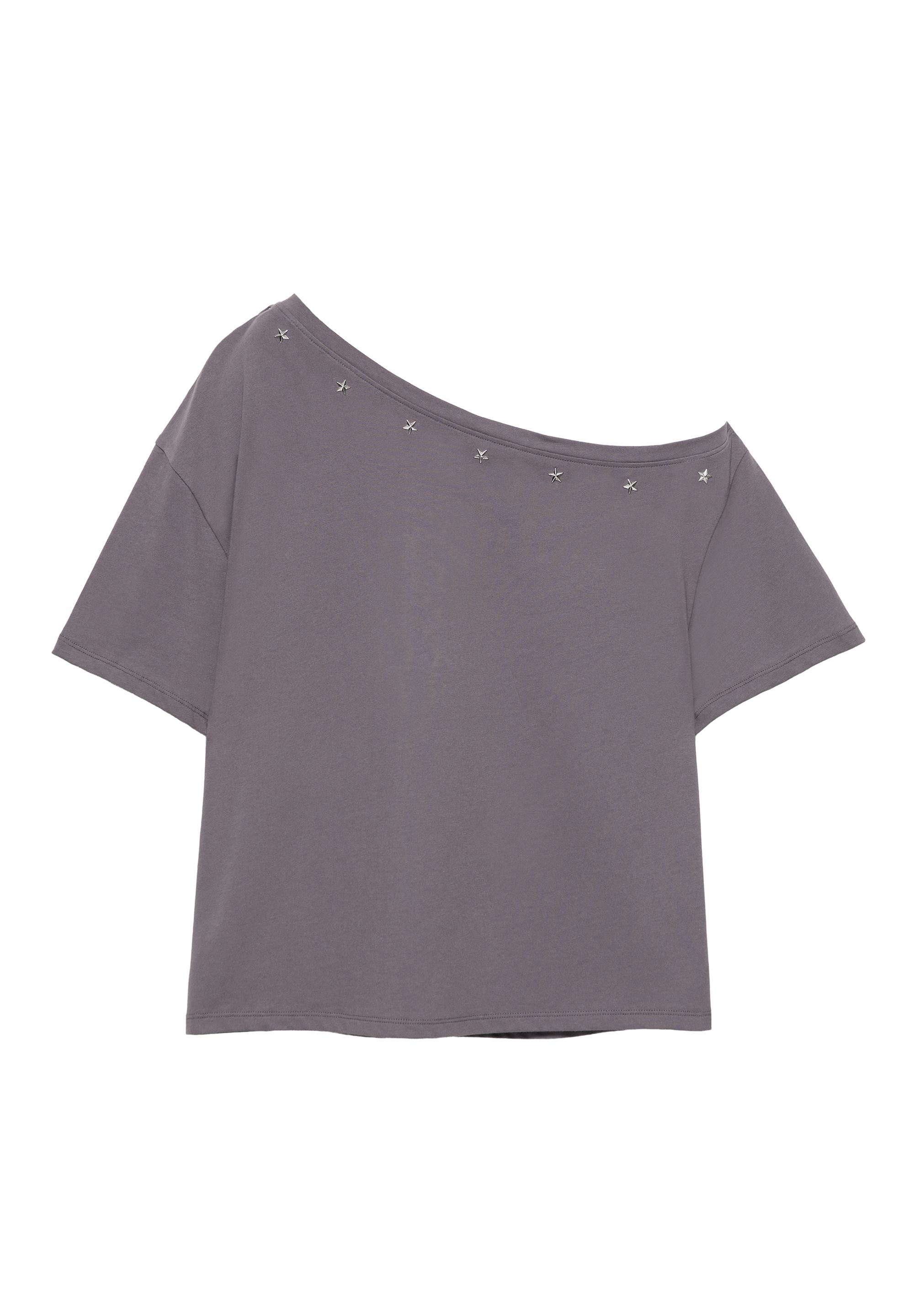Asymmetric star T-shirt — Grey/Blue