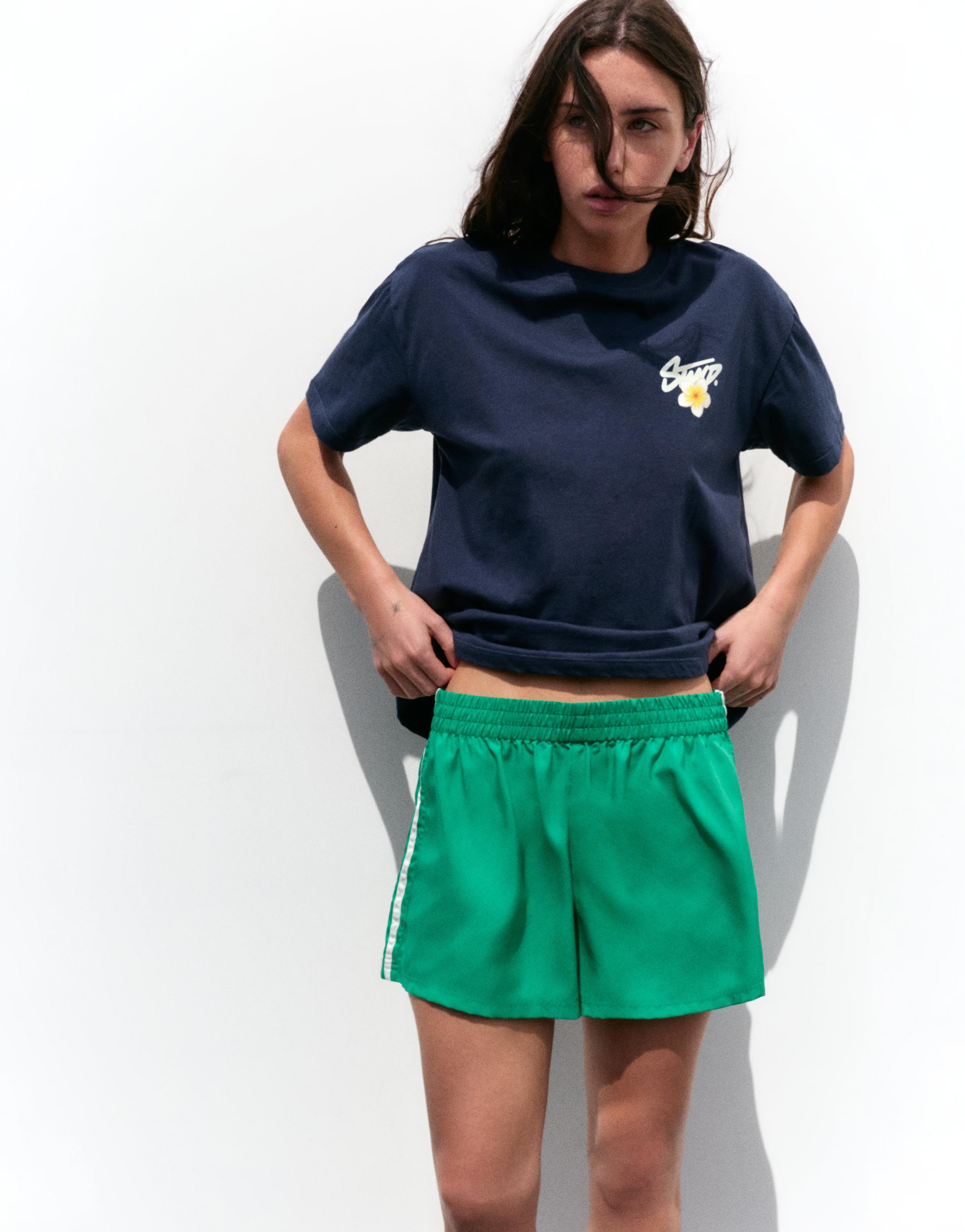 Oversize floral graphic T-shirt — Navy