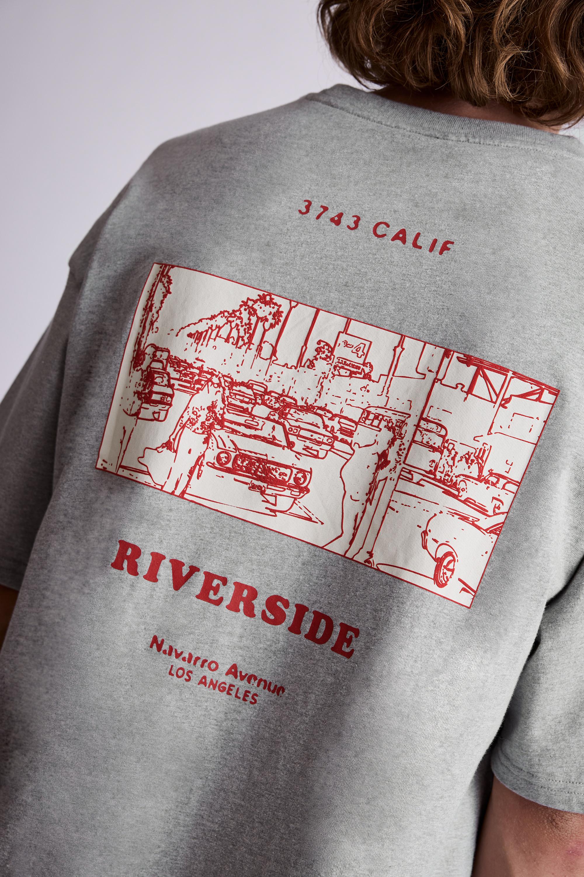 Relaxed fit T-shirt with raised graphic — Grey marl