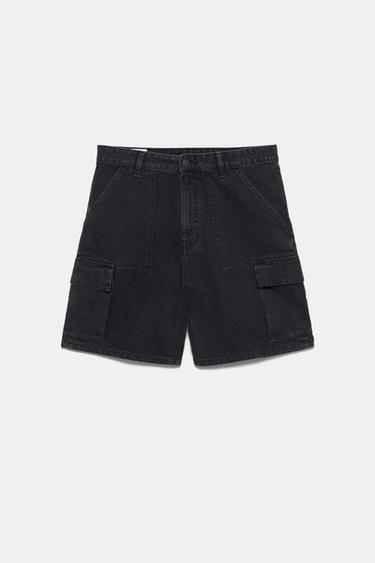 Baggy cargo Bermuda shorts — Faded black 7