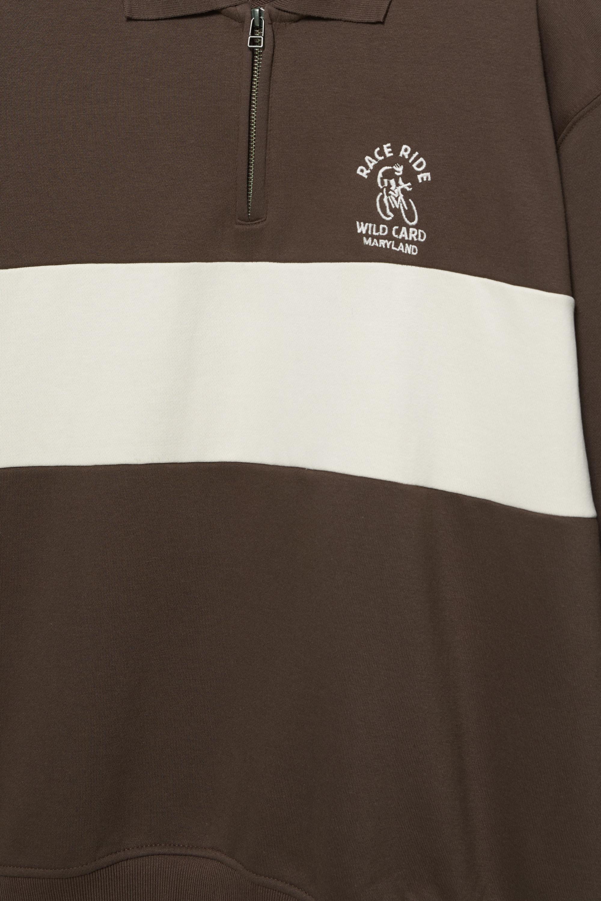 Kahverengi fermuar yakalı sweatshirt - Görsel 5