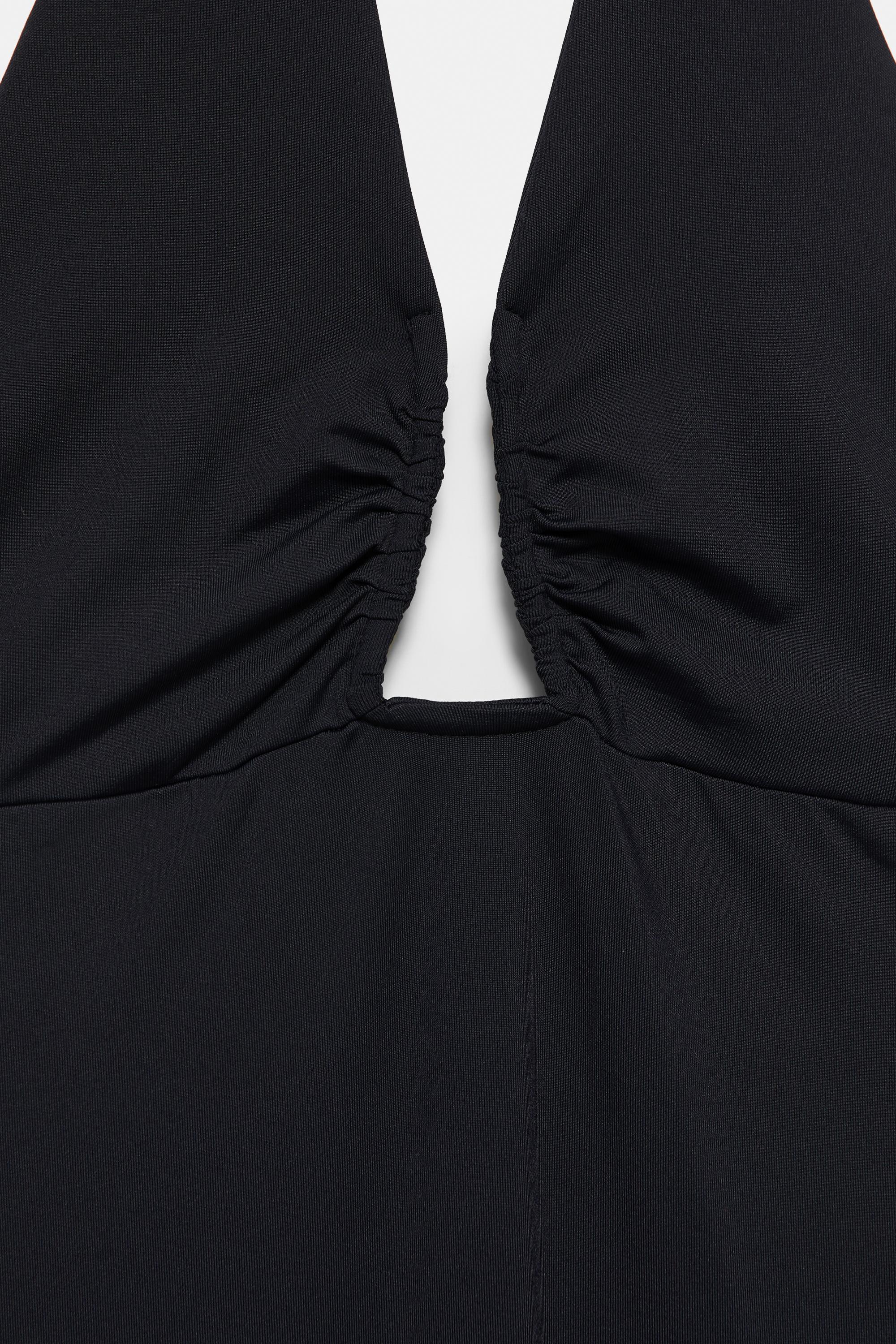 Gathered halterneck bodysuit — Black