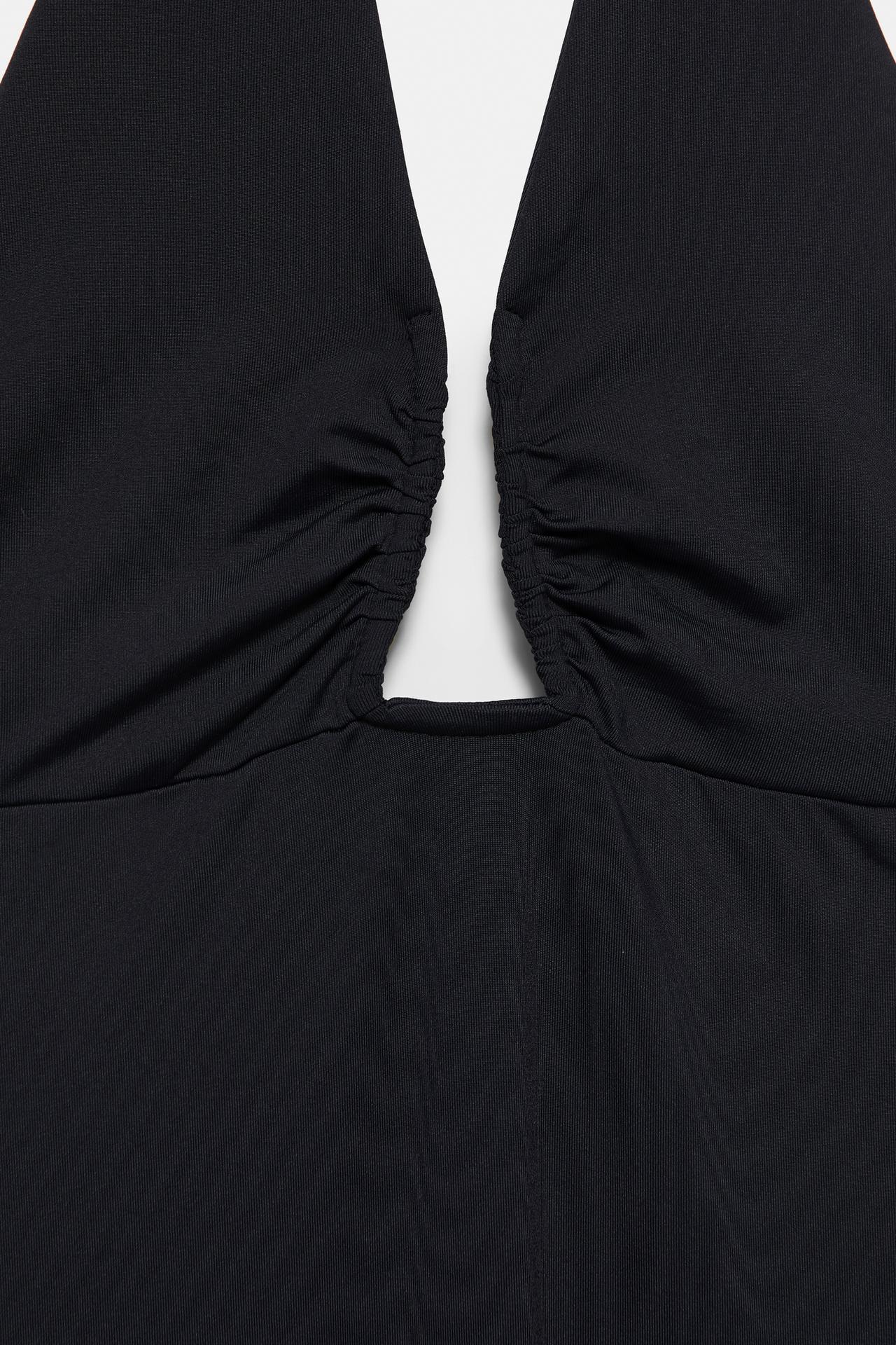 Gathered halterneck bodysuit — Black