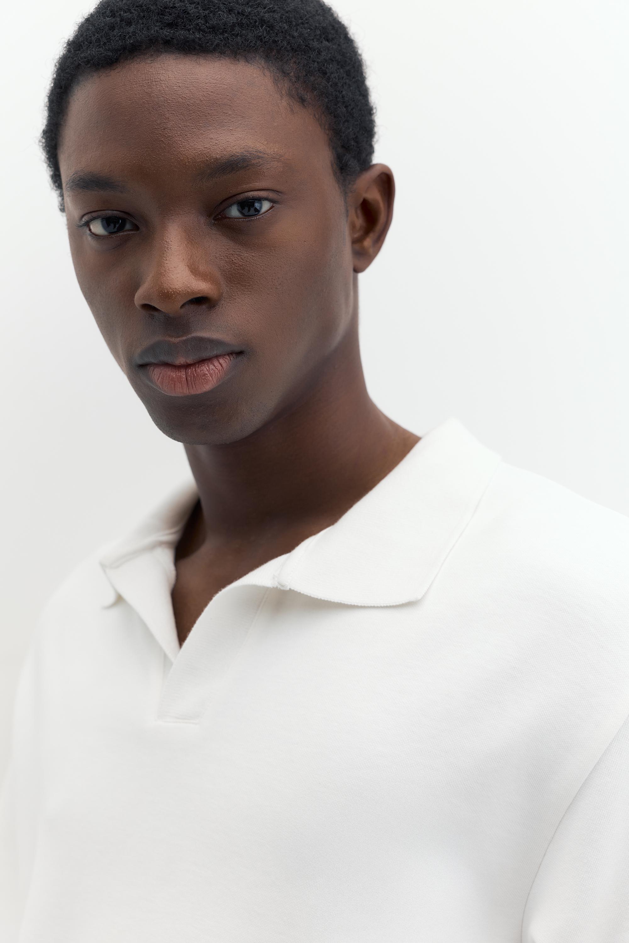 Short sleeve interlock polo shirt — Off white