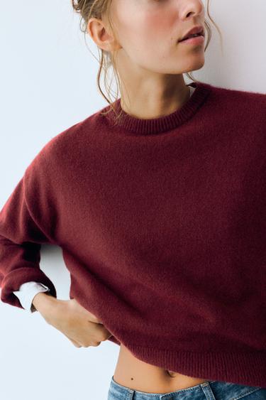 Soft-touch boxy jumper — Burgundy 4