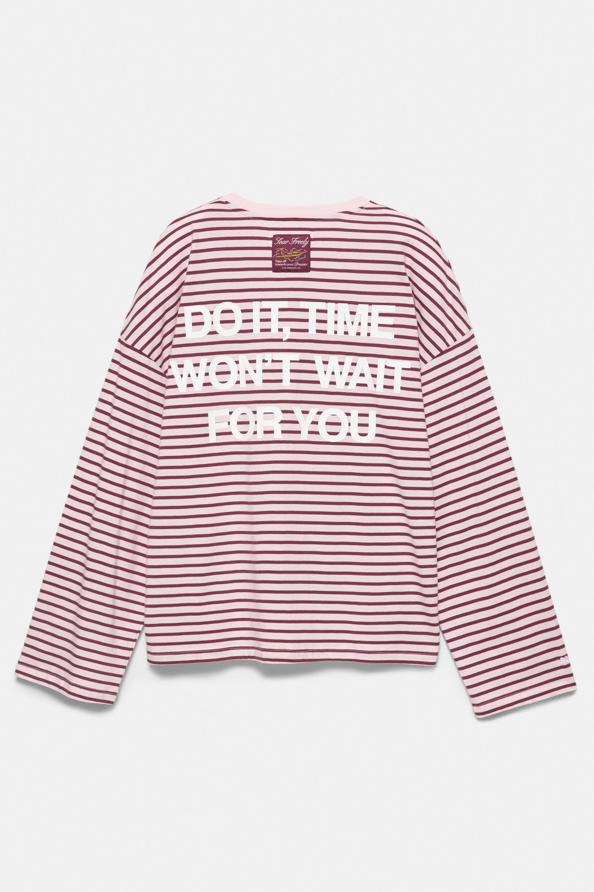 Striped text T-shirt