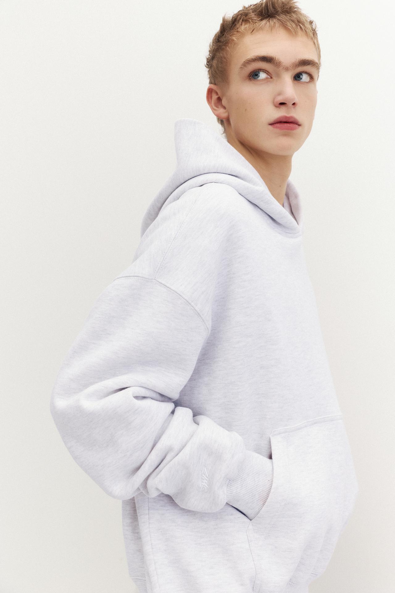 STWD hood sweatshirt — Pale marl