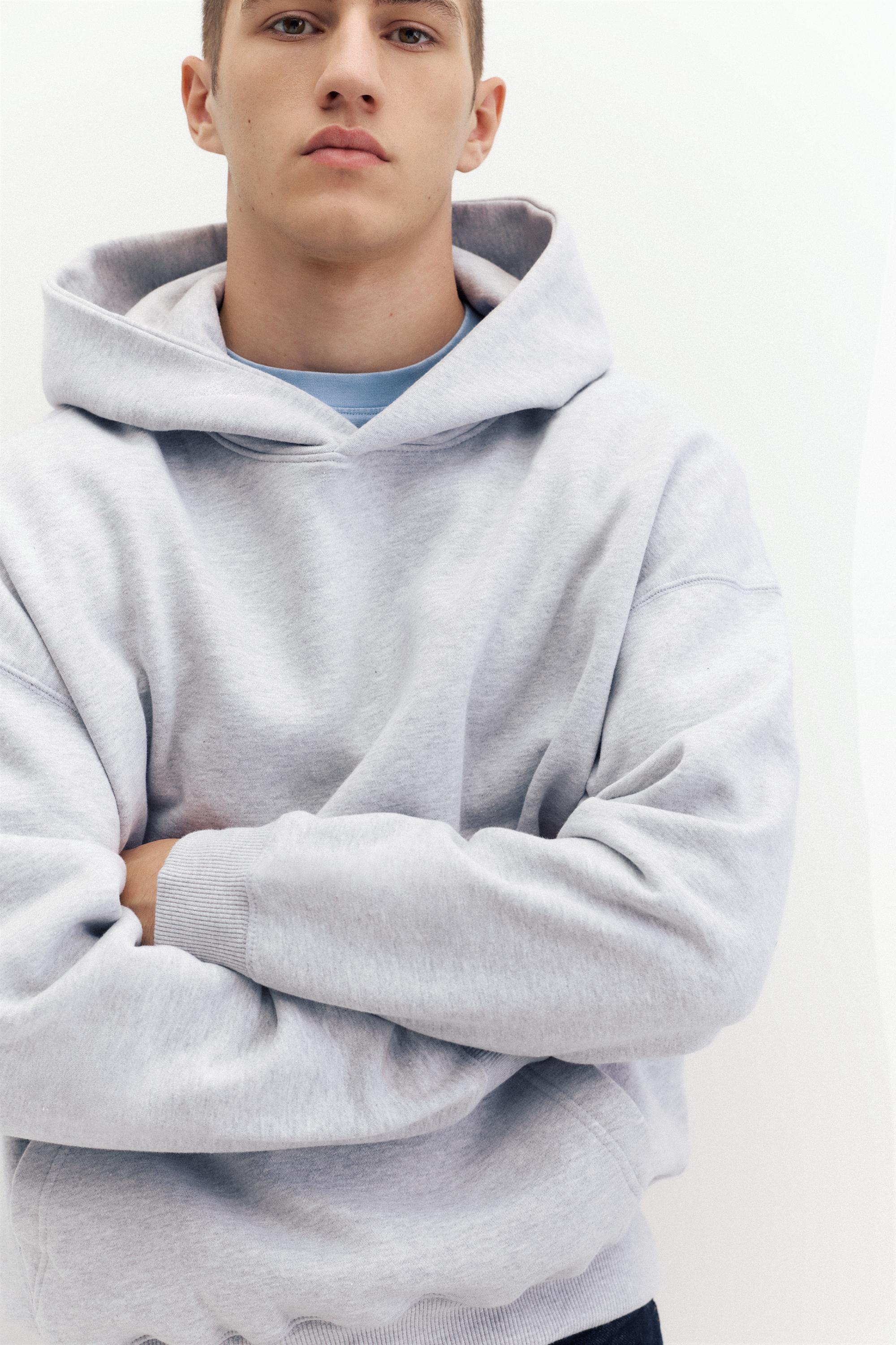 Boxy fit hoodie — Pale marl