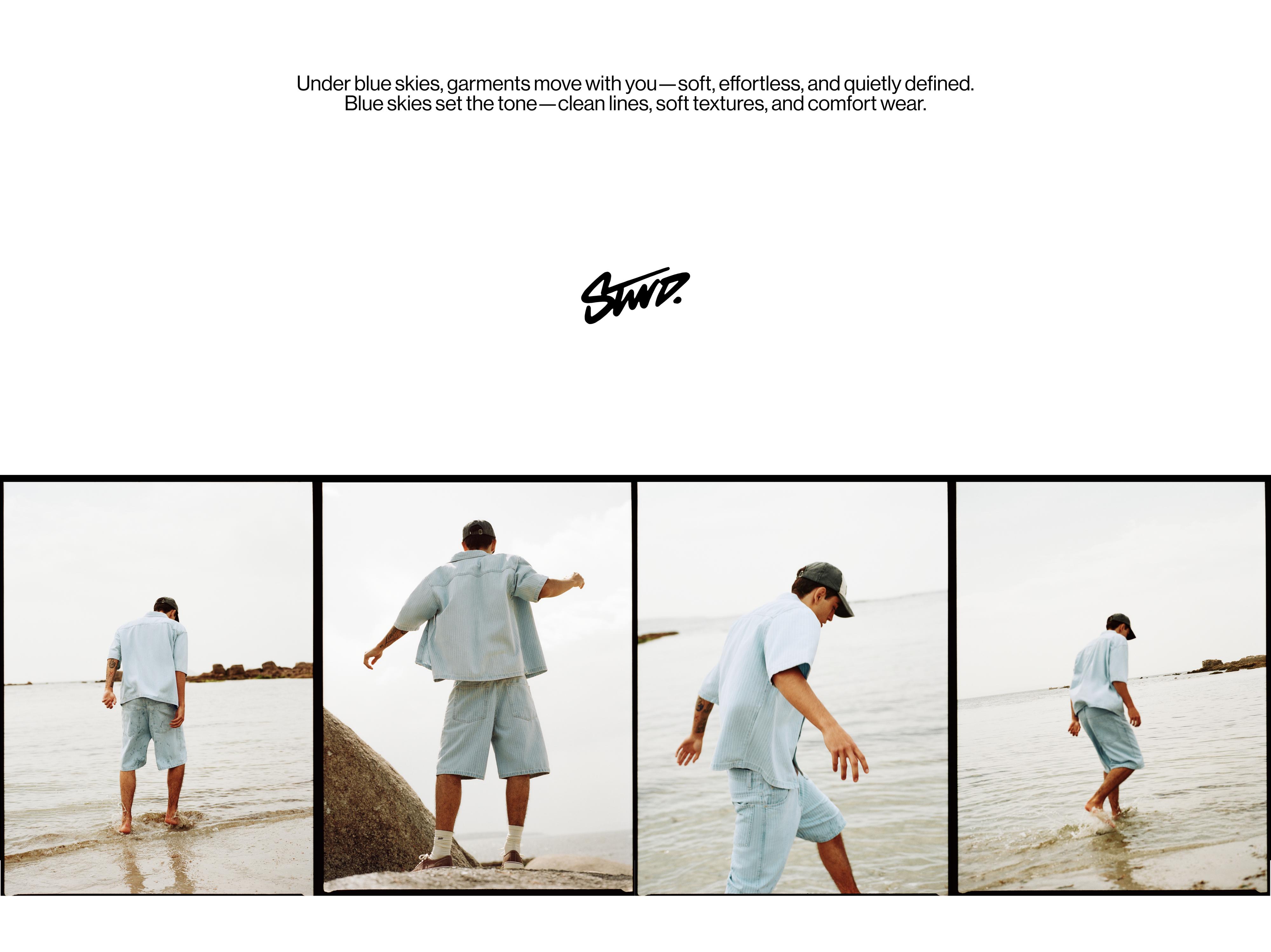 Denim striped short sleeve shirt — Pale indigo