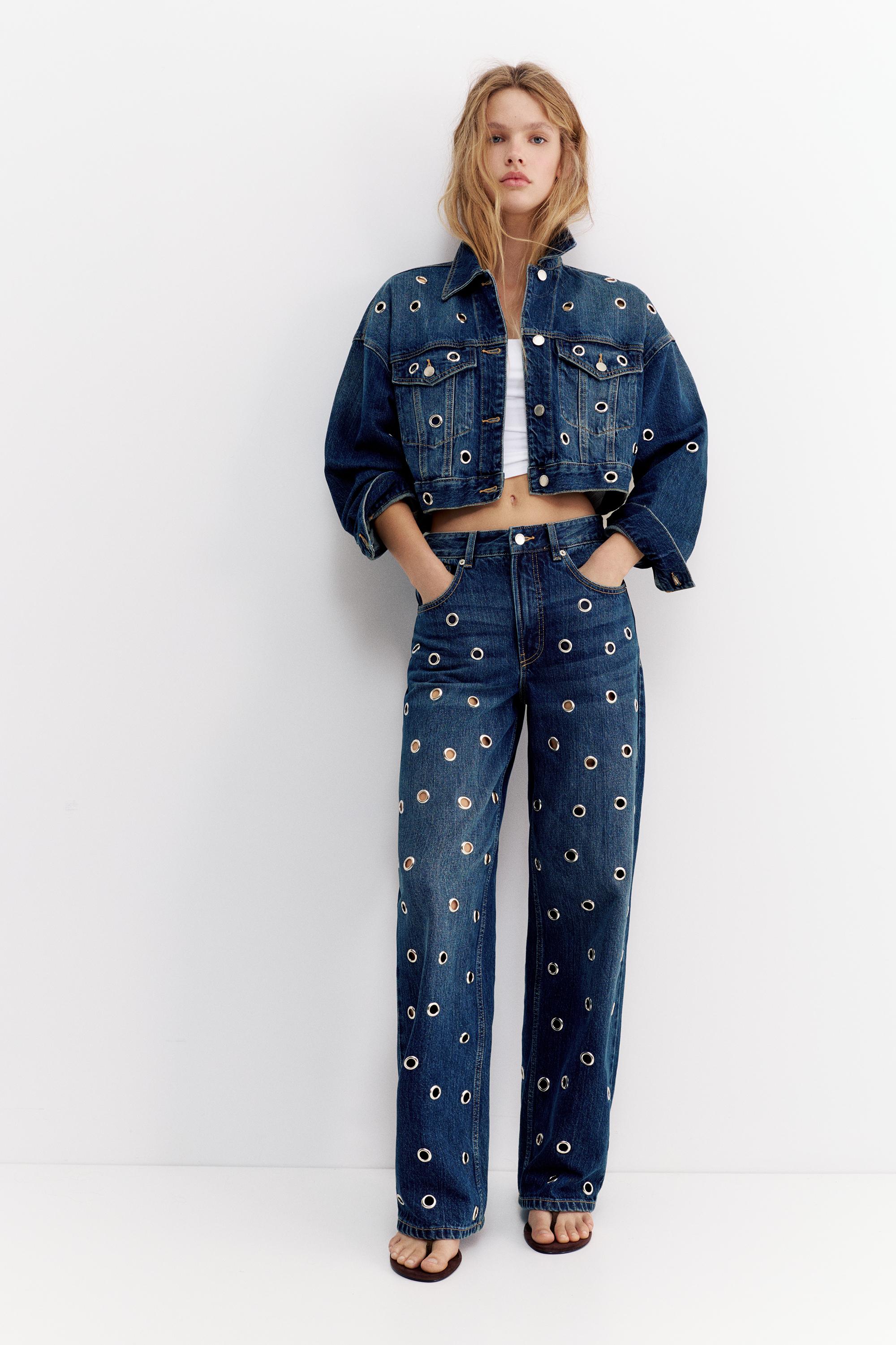 Delikli denim ceket - Görsel 8